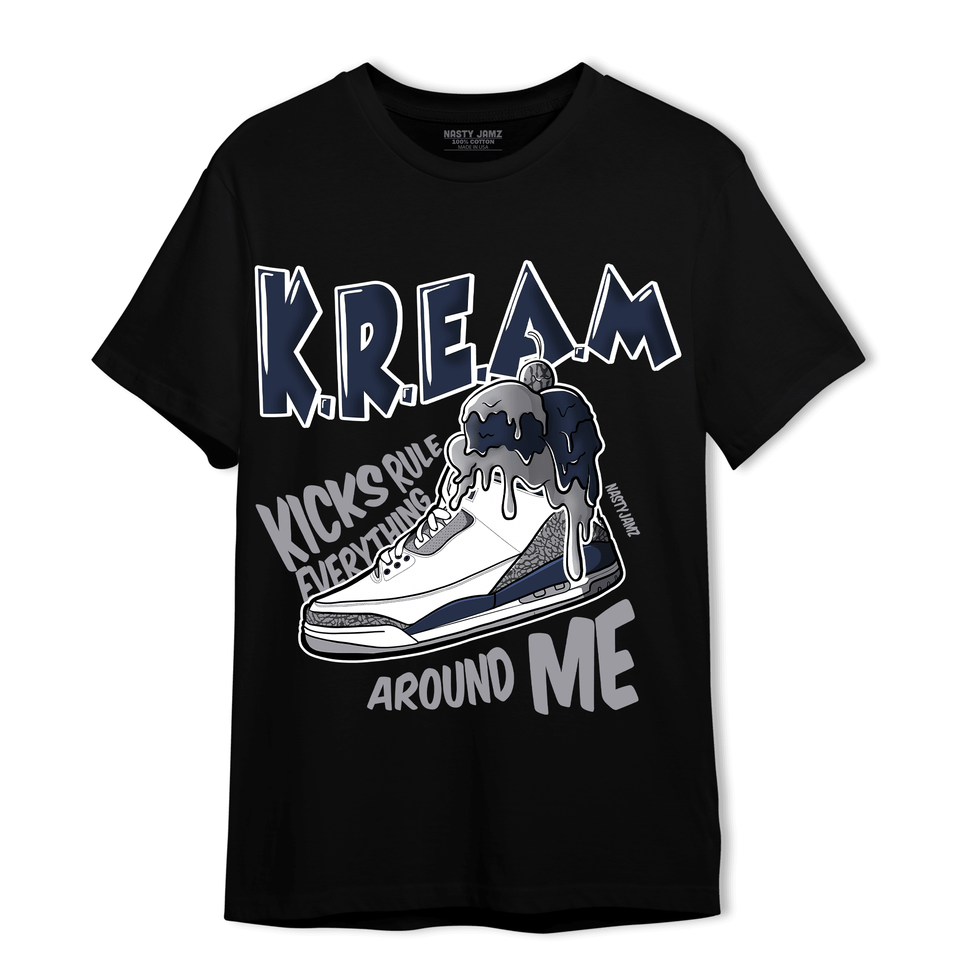 White Navy 3s T Shirt Match Kream Sneaker - NastyJamz