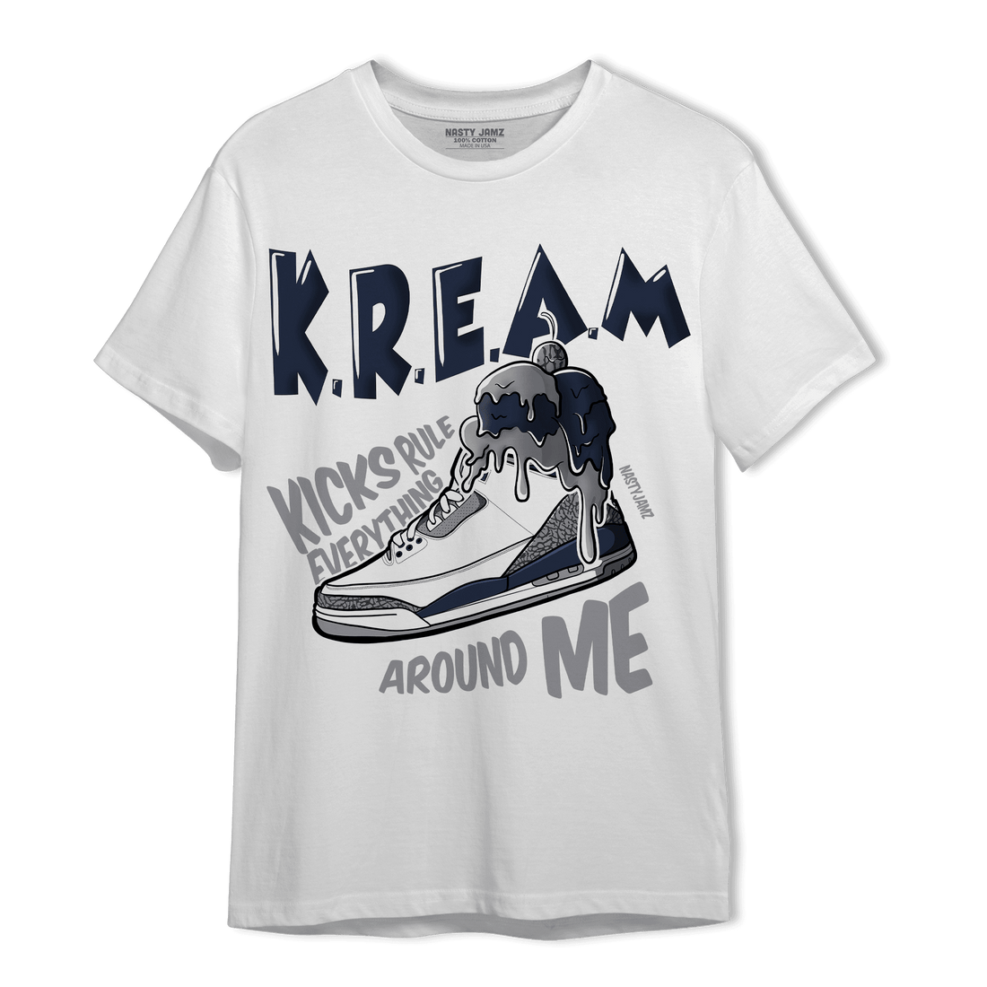 White Navy 3s T Shirt Match Kream Sneaker - NastyJamz