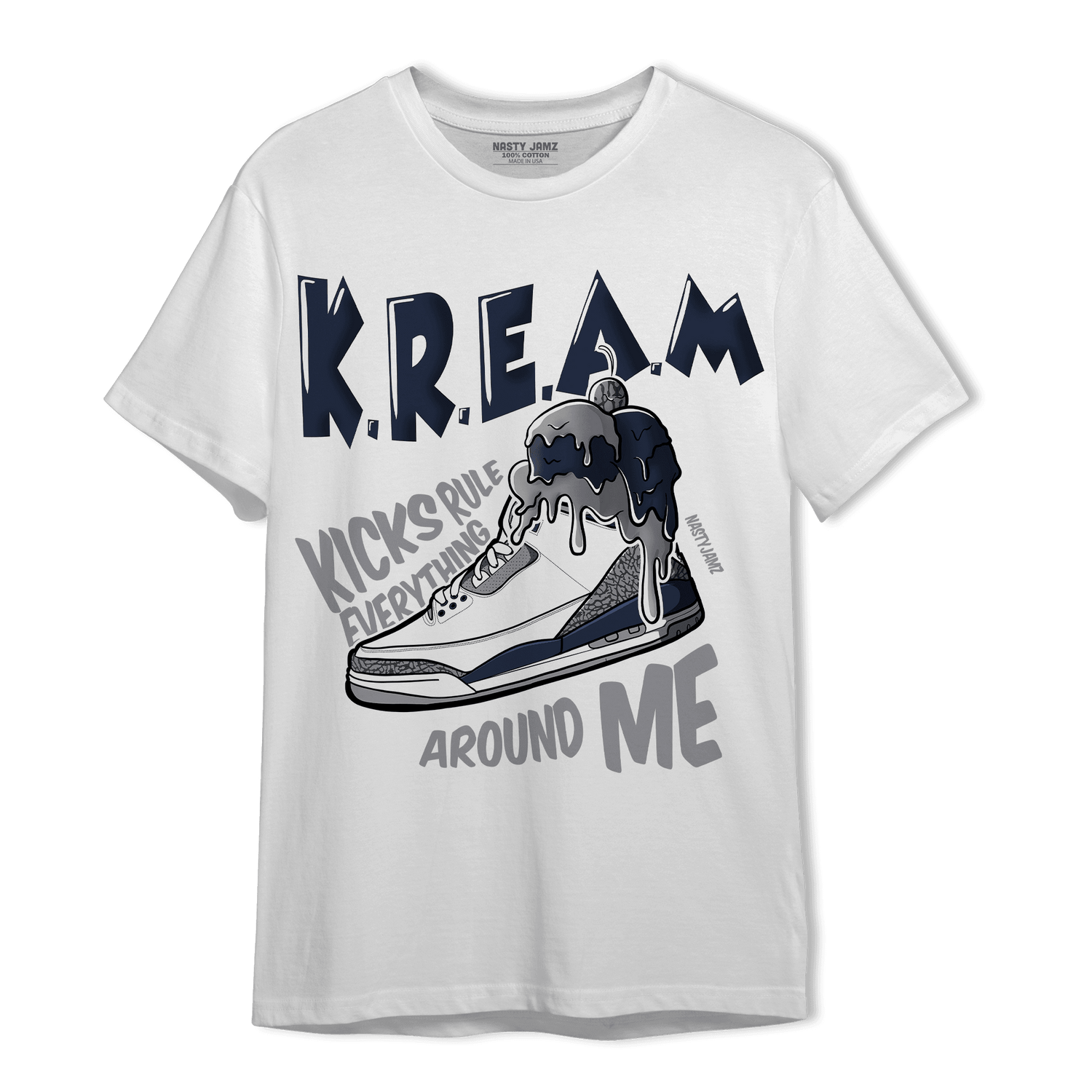 White Navy 3s T Shirt Match Kream Sneaker - NastyJamz