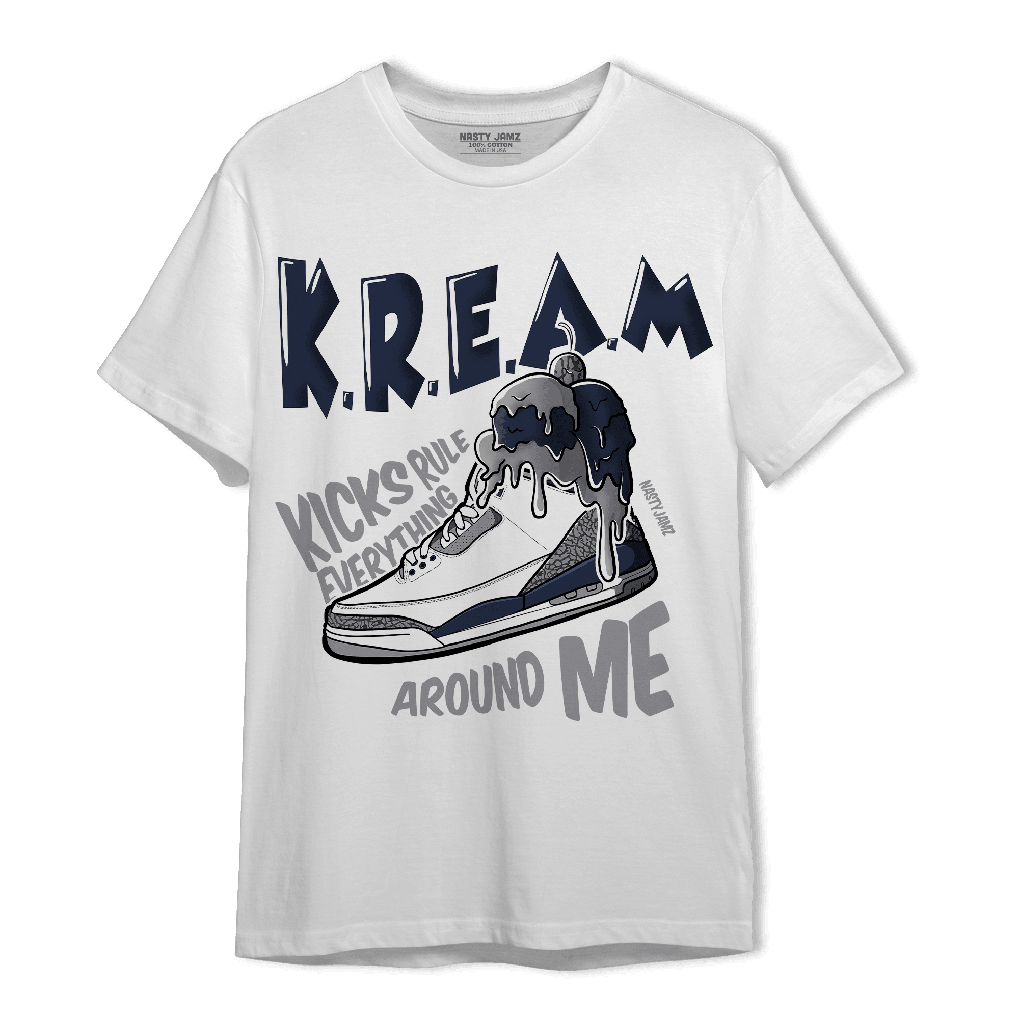 White Navy 3s T Shirt Match Kream Sneaker - NastyJamz