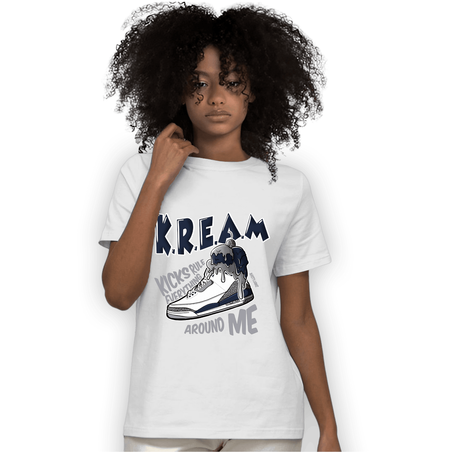 White Navy 3s T Shirt Match Kream Sneaker - NastyJamz