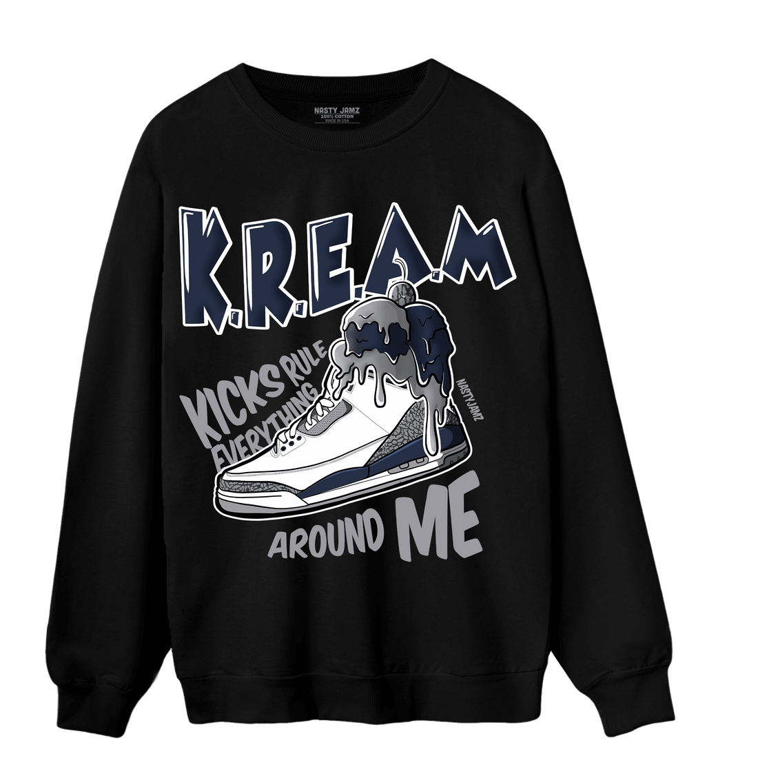 White Navy 3s Sweatshirt Match Kream Sneaker - NastyJamz