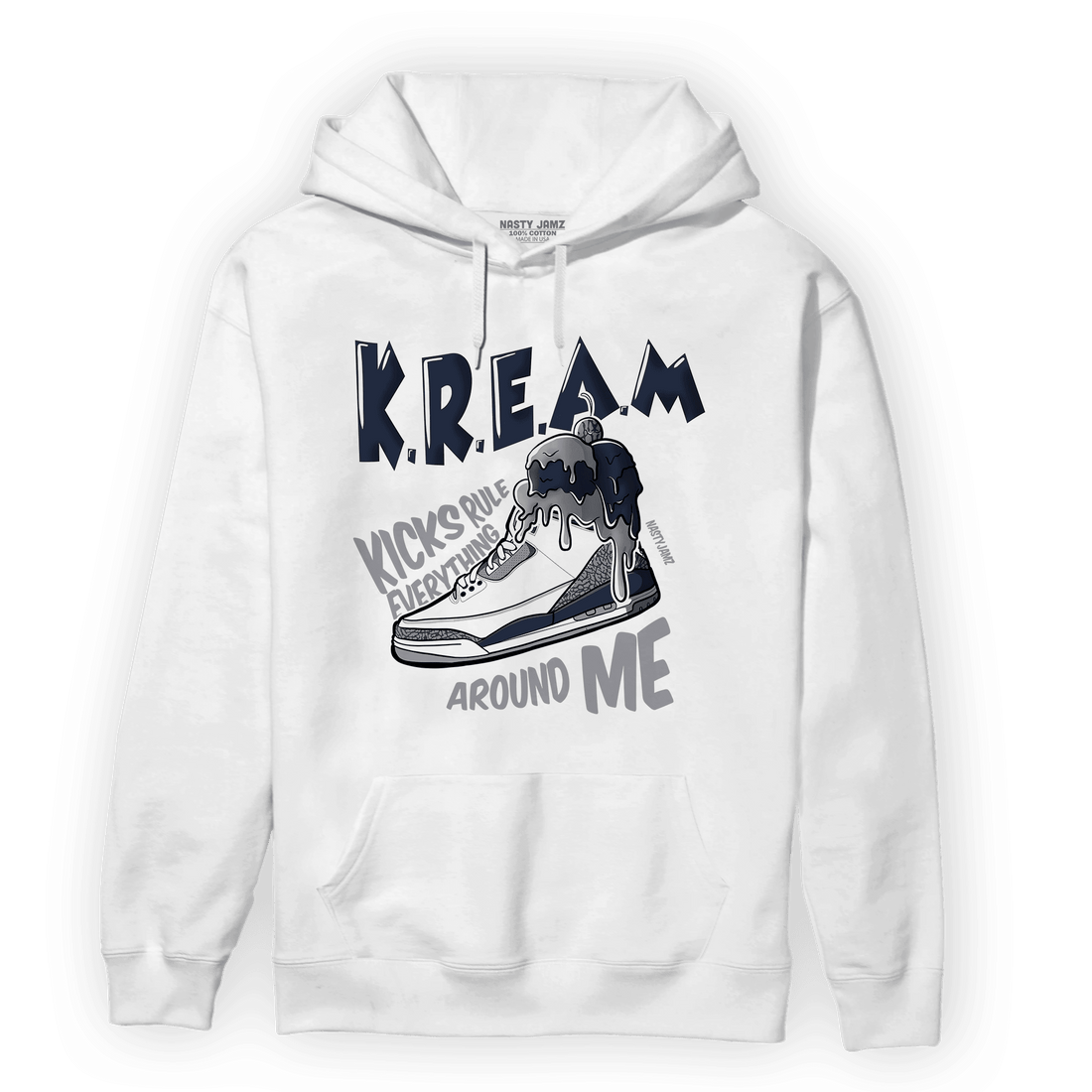 White Navy 3s Hoodie Match Kream Sneaker - NastyJamz