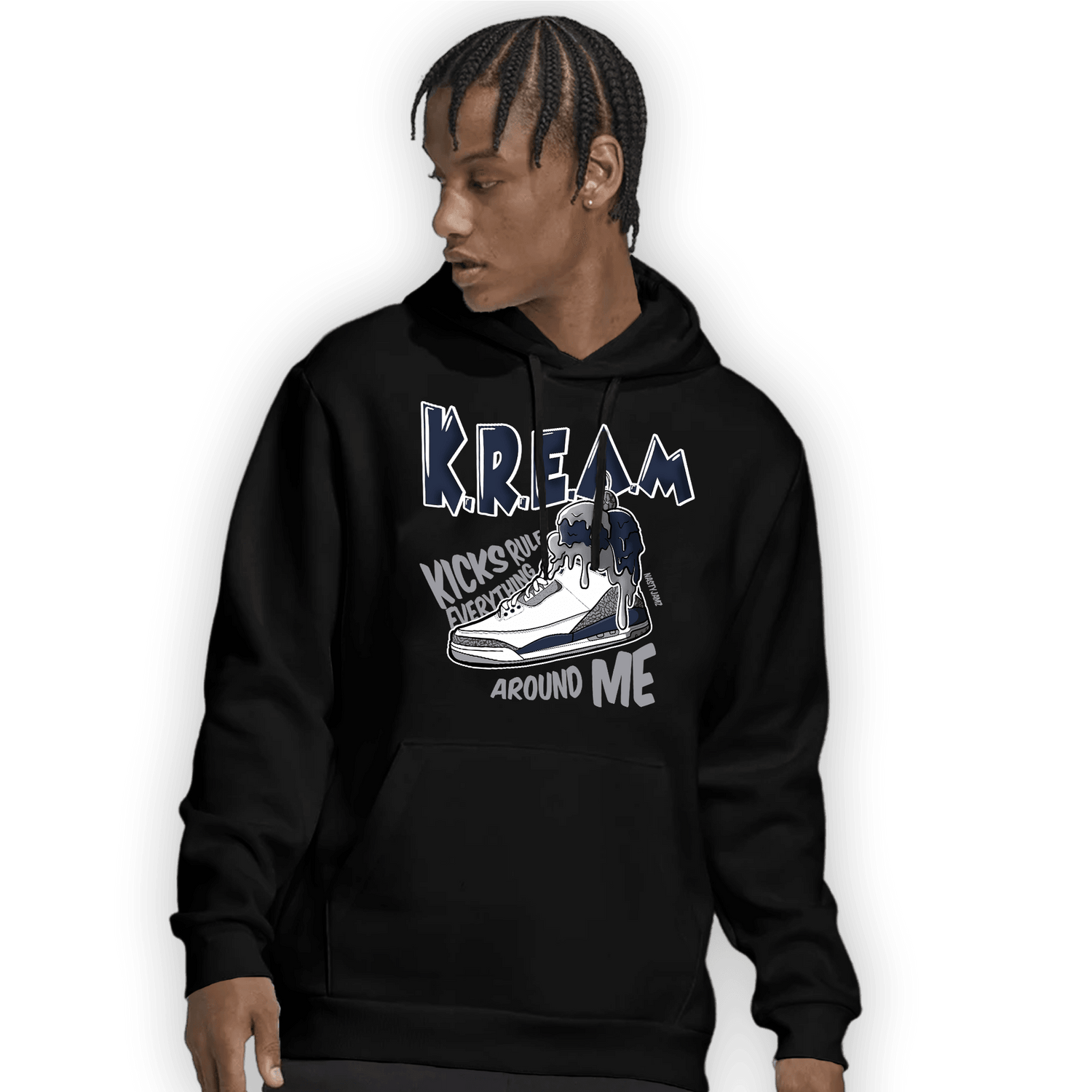 White Navy 3s Hoodie Match Kream Sneaker - NastyJamz