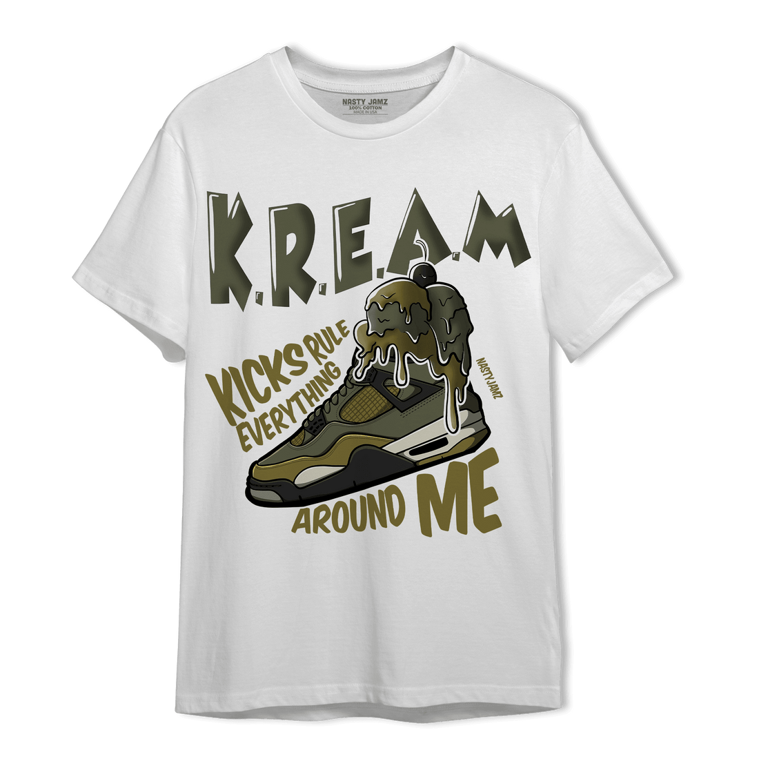 SE Craft Medium Olive 4s T Shirt Match Kream Sneaker - NastyJamz