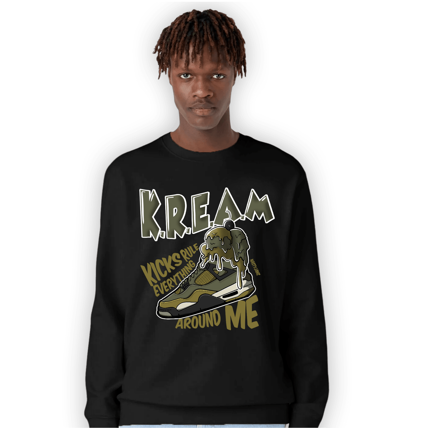 SE Craft Medium Olive 4s Sweatshirt Match Kream Sneaker - NastyJamz