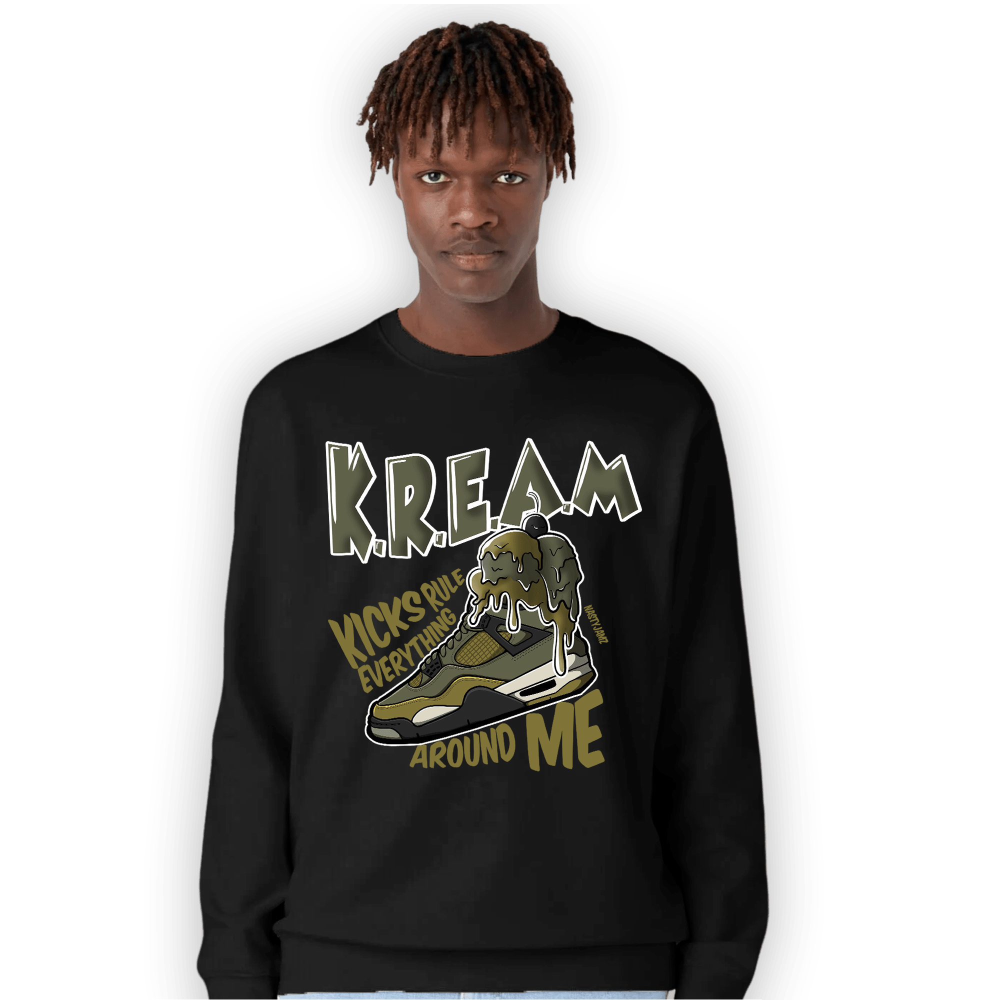 SE Craft Medium Olive 4s Sweatshirt Match Kream Sneaker - NastyJamz