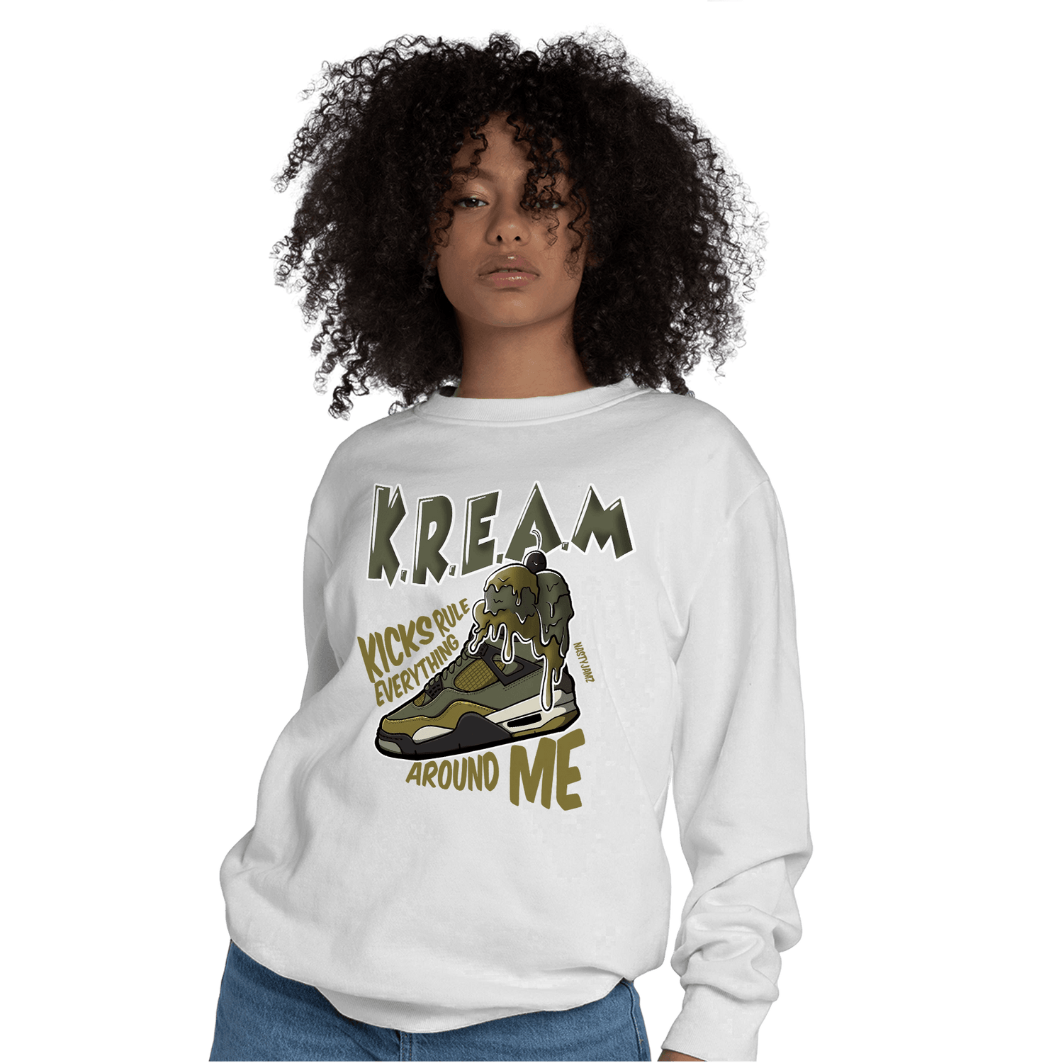 SE Craft Medium Olive 4s Sweatshirt Match Kream Sneaker - NastyJamz