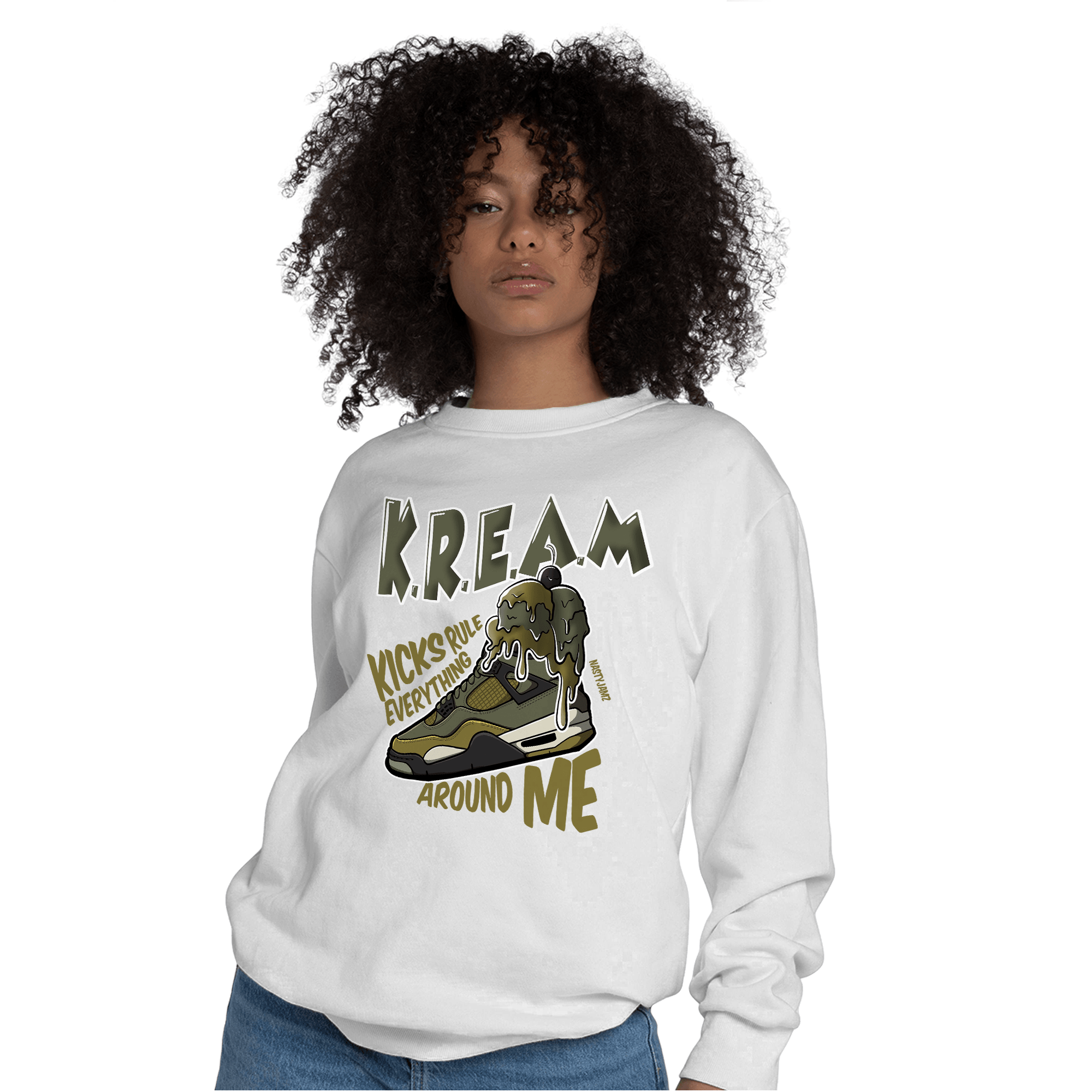 SE Craft Medium Olive 4s Sweatshirt Match Kream Sneaker - NastyJamz