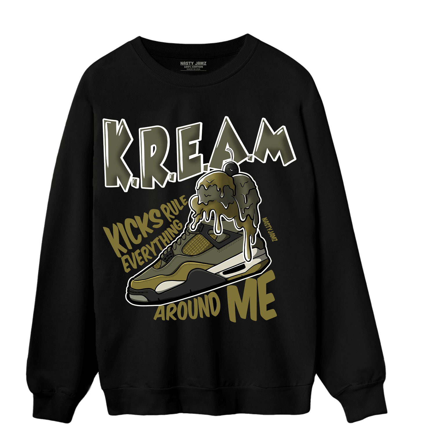 SE Craft Medium Olive 4s Sweatshirt Match Kream Sneaker - NastyJamz