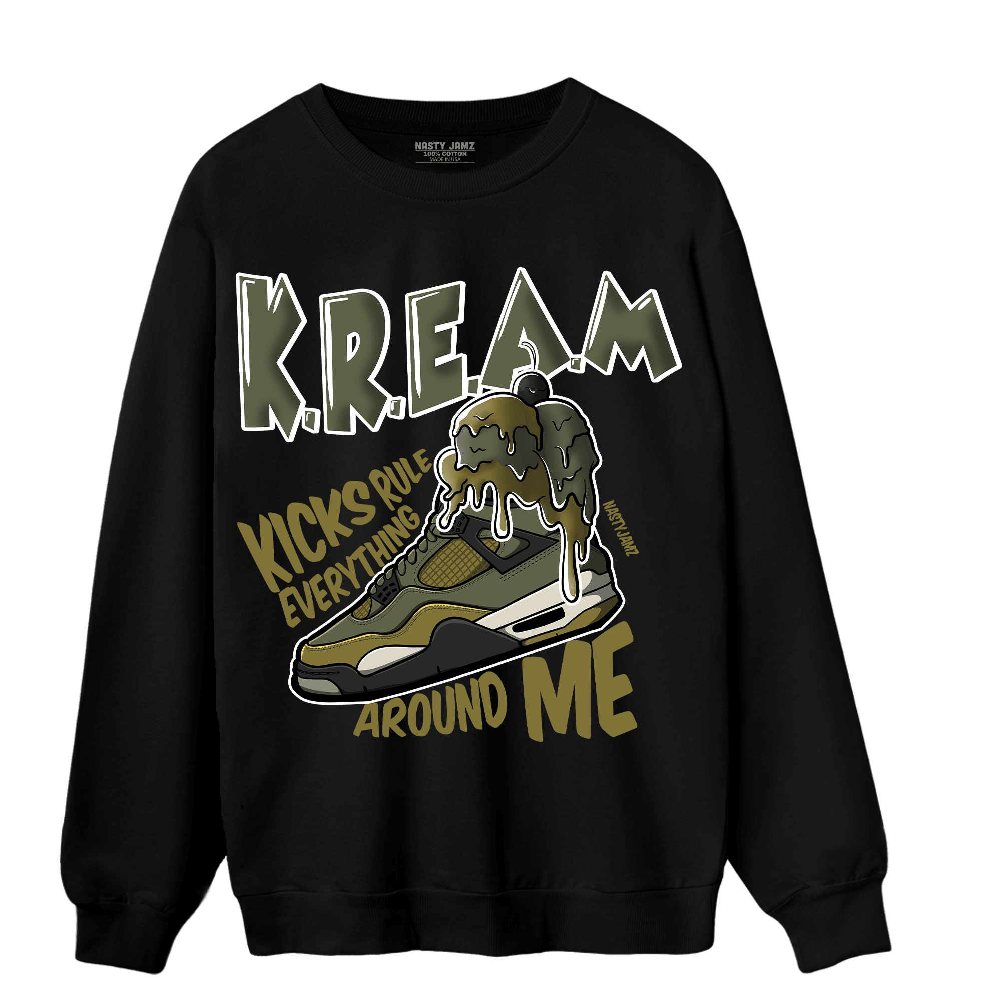 SE Craft Medium Olive 4s Sweatshirt Match Kream Sneaker - NastyJamz