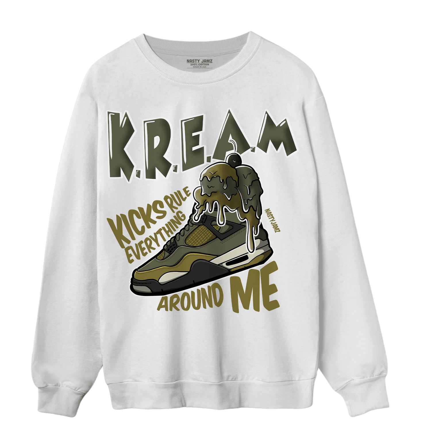 SE Craft Medium Olive 4s Sweatshirt Match Kream Sneaker - NastyJamz