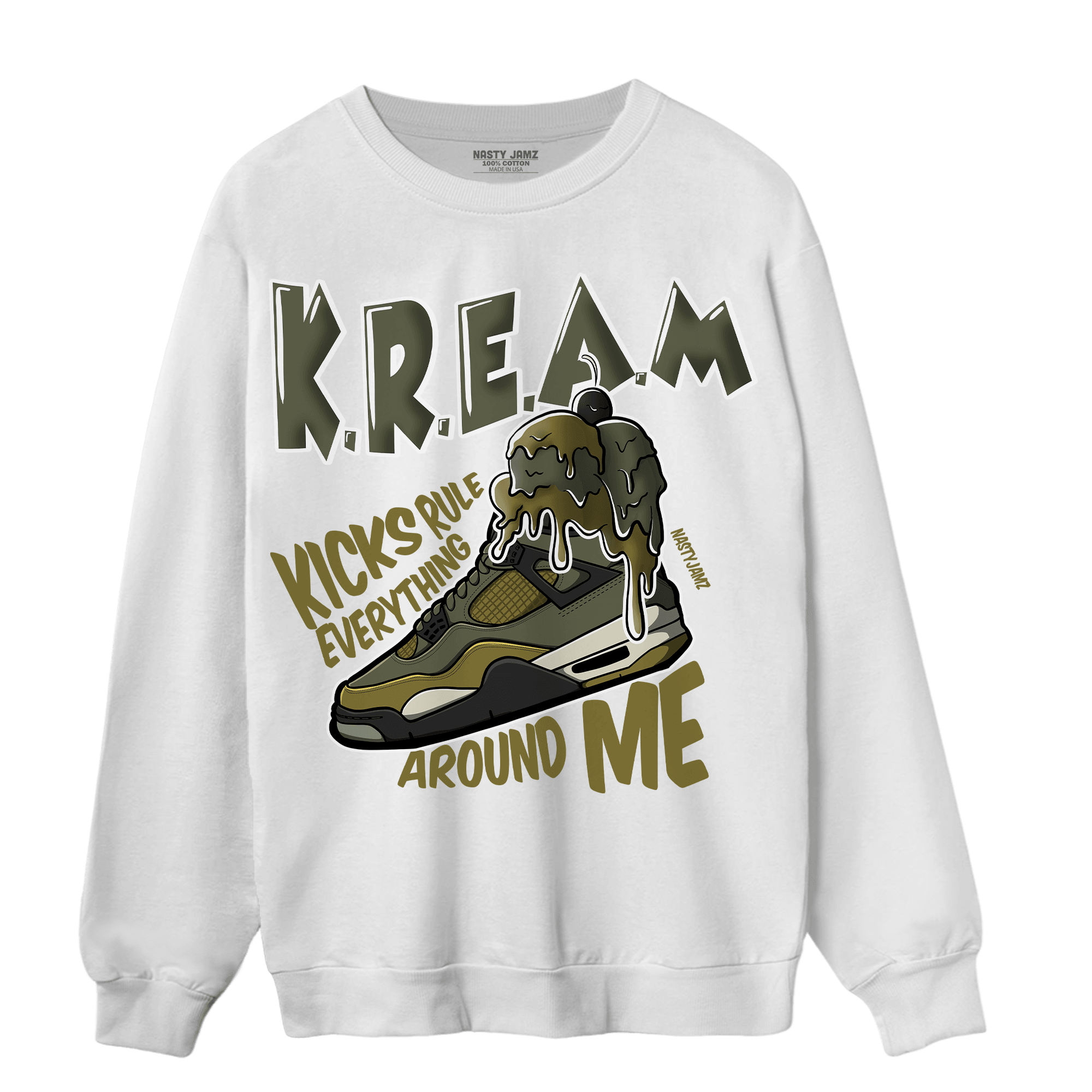 SE Craft Medium Olive 4s Sweatshirt Match Kream Sneaker - NastyJamz