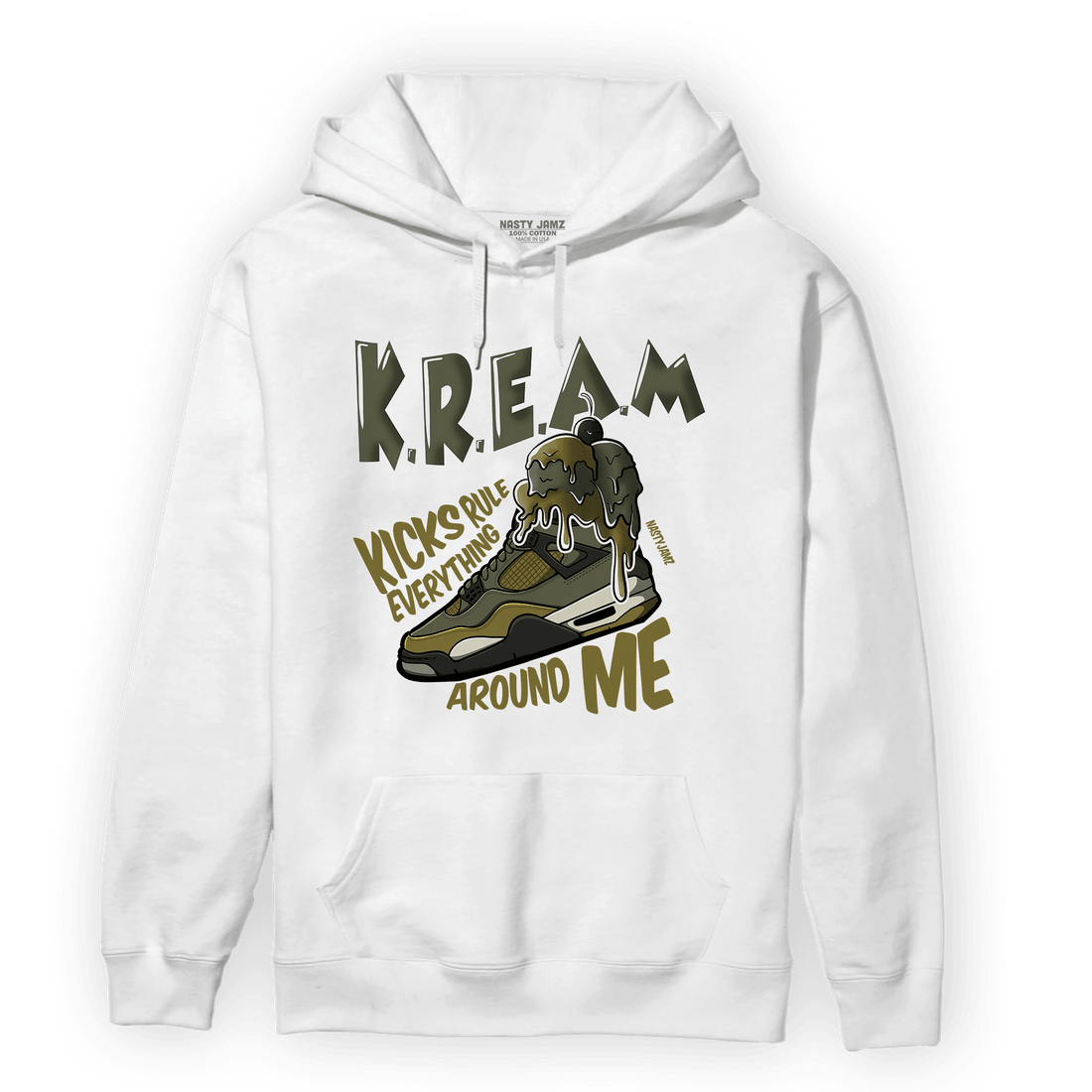 SE Craft Medium Olive 4s Hoodie Match Kream Sneaker - NastyJamz