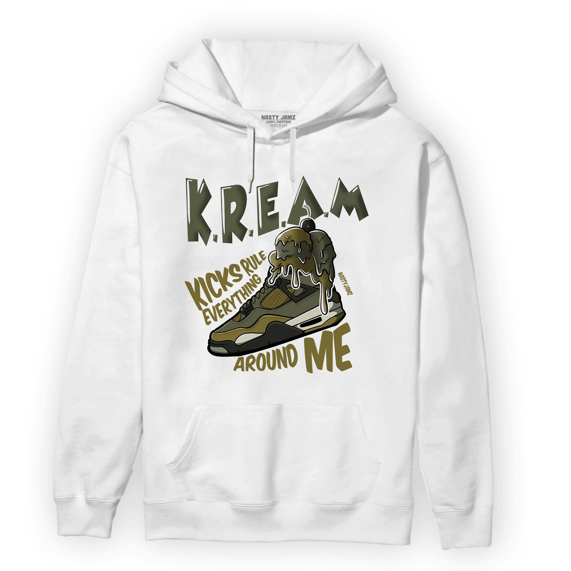 SE Craft Medium Olive 4s Hoodie Match Kream Sneaker - NastyJamz
