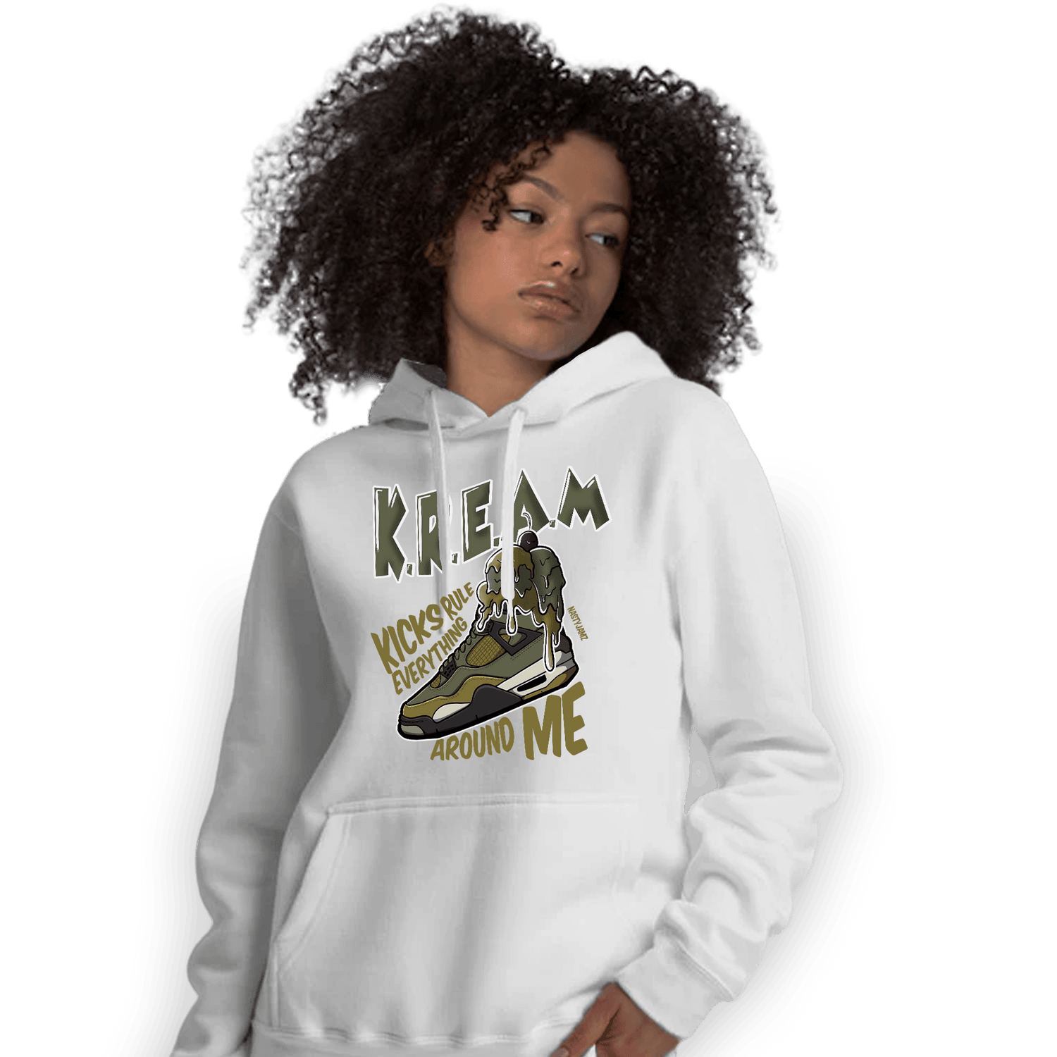 SE Craft Medium Olive 4s Hoodie Match Kream Sneaker - NastyJamz