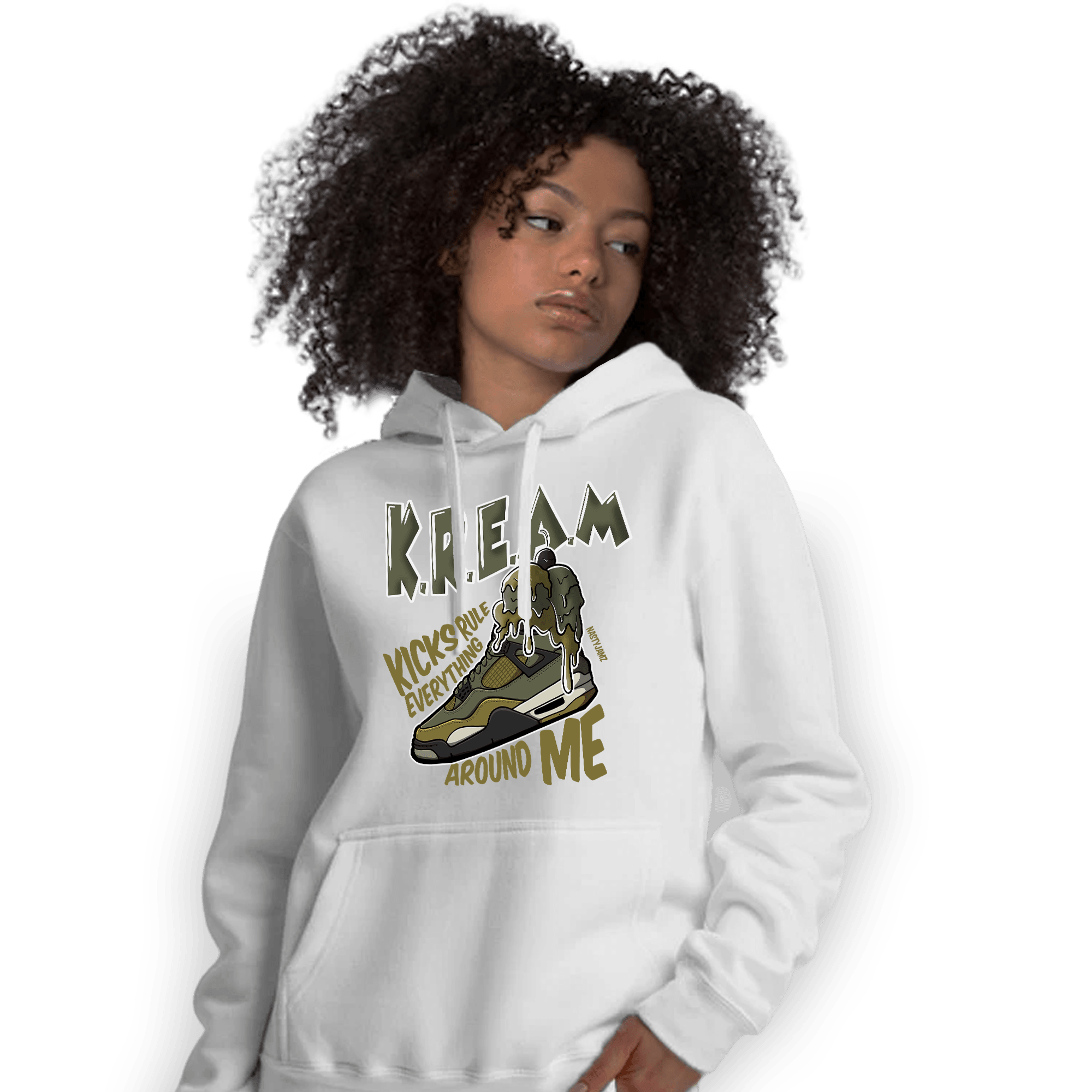 SE Craft Medium Olive 4s Hoodie Match Kream Sneaker - NastyJamz