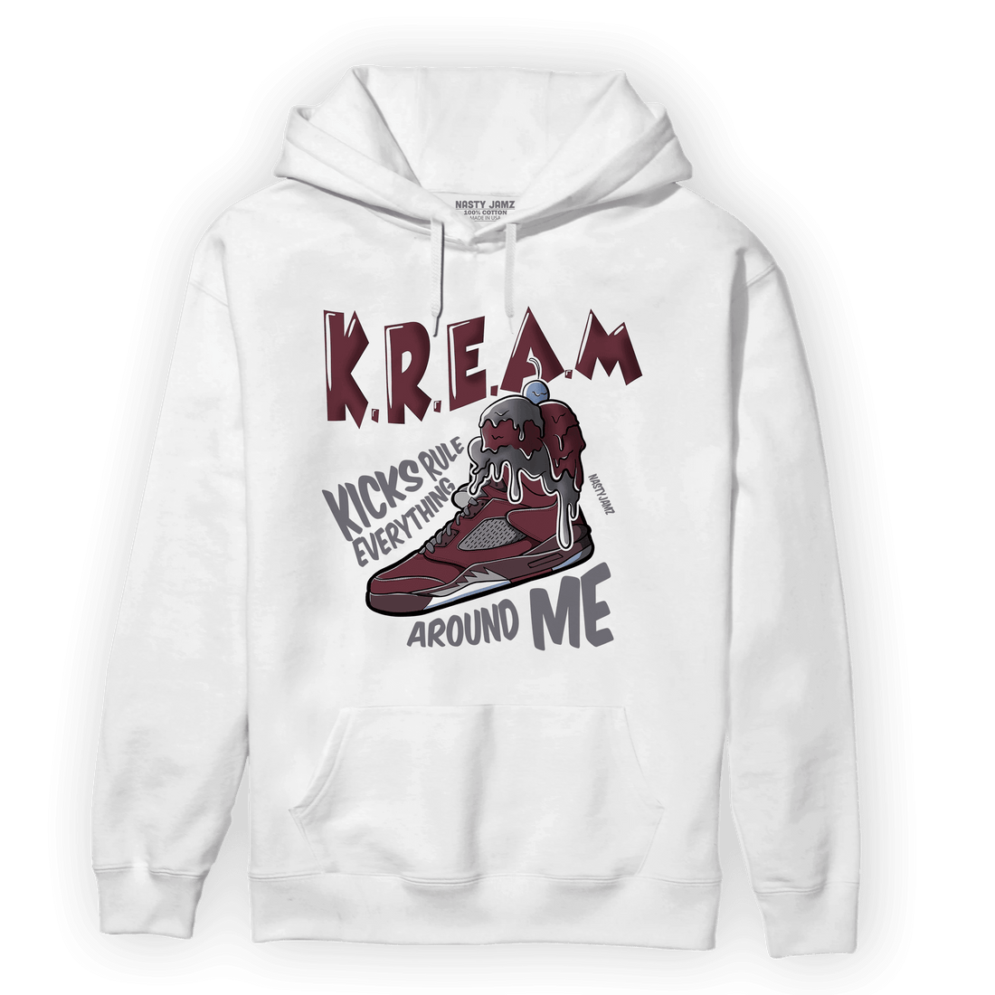 Burgundy 5s Hoodie Match Kream Sneaker - NastyJamz