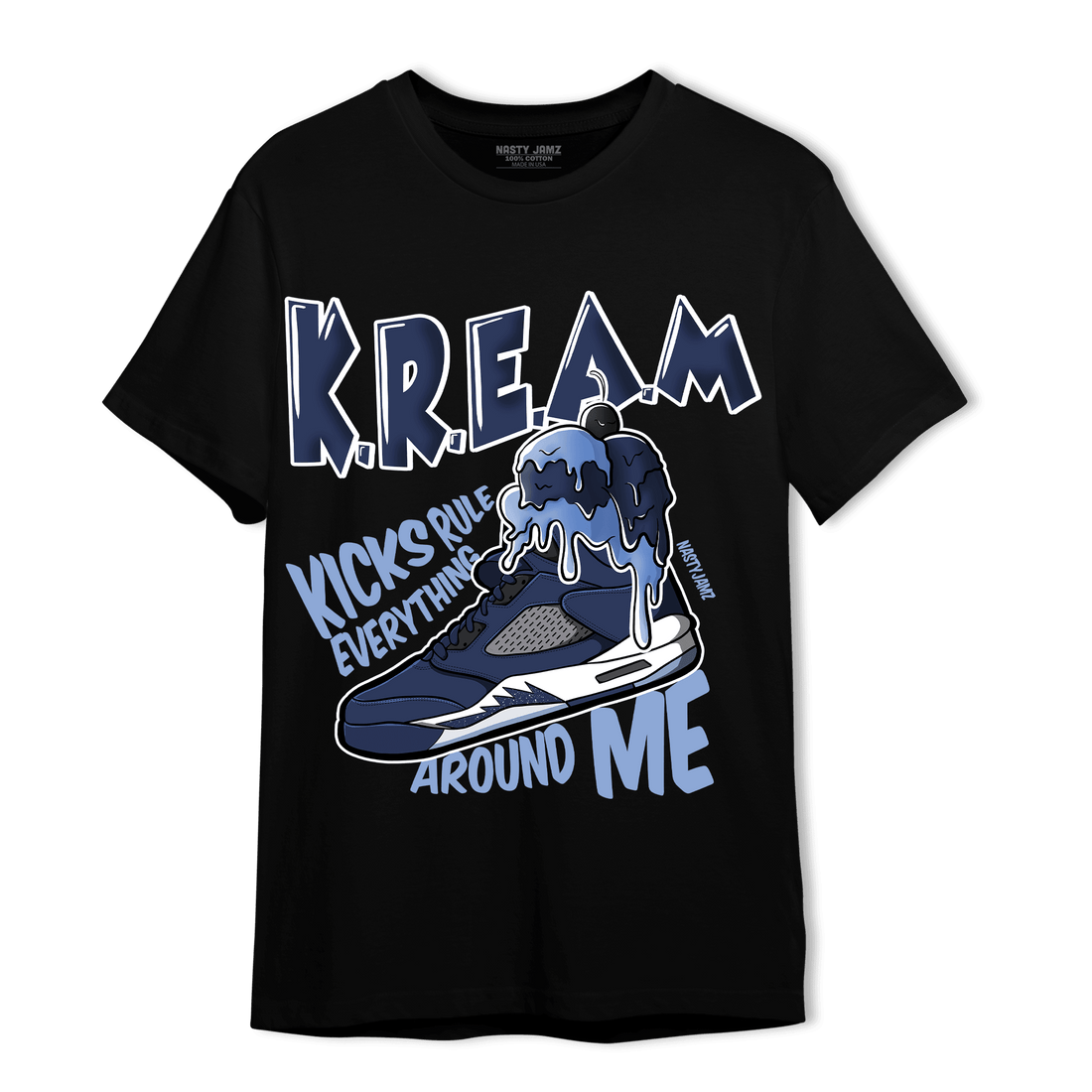 Midnight Navy 5s T Shirt Match Kream Sneaker - NastyJamz