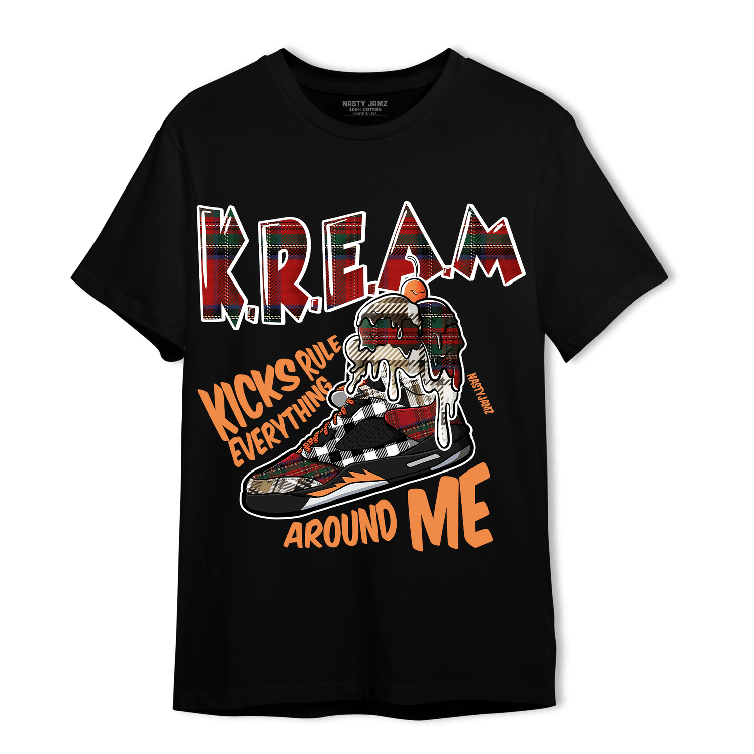 Plaid 5s T Shirt Match Kream Sneaker - NastyJamz