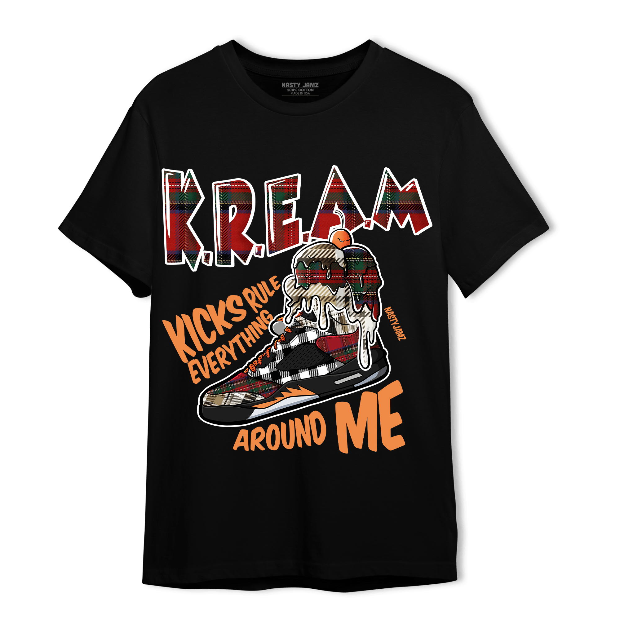 Plaid 5s T Shirt Match Kream Sneaker - NastyJamz