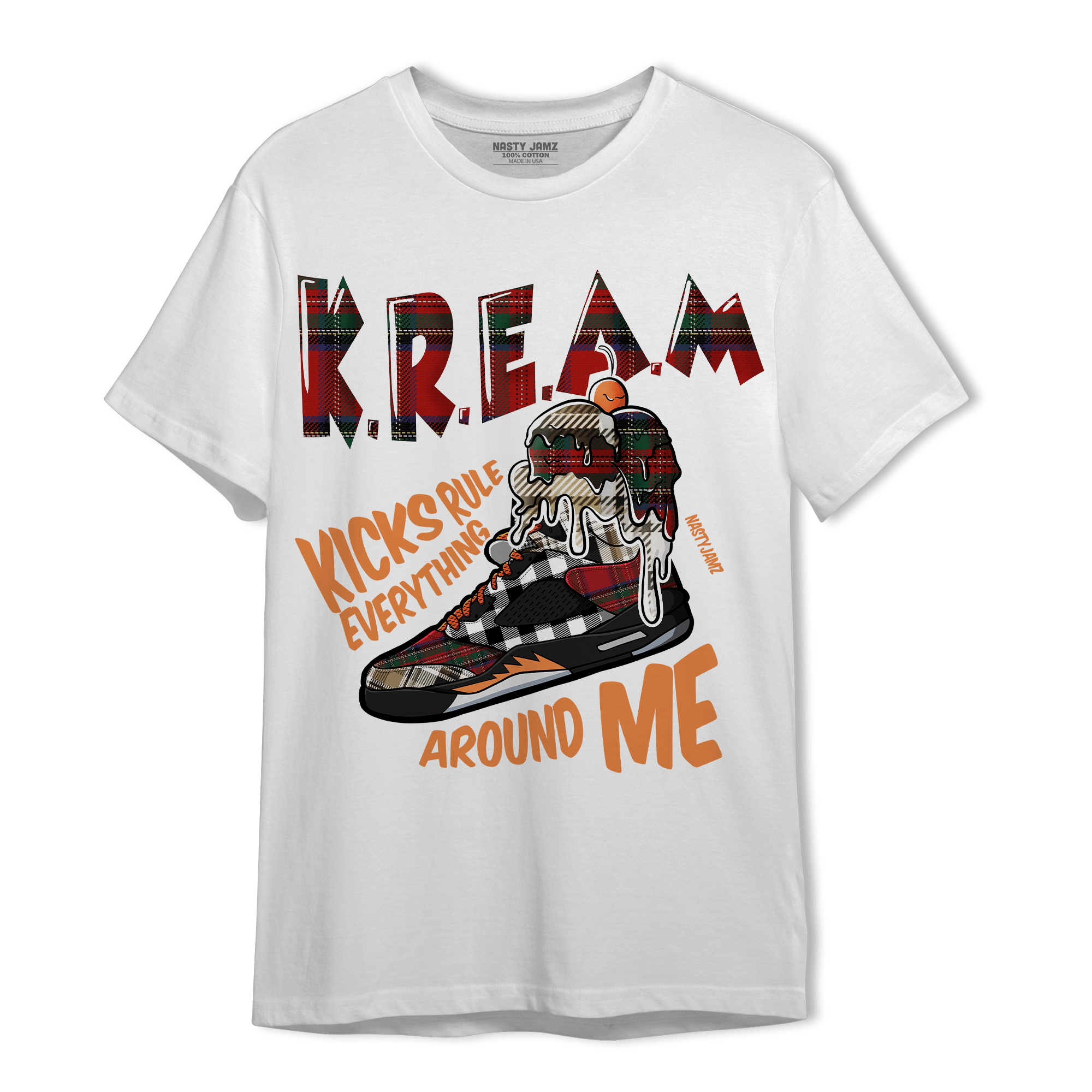 Plaid 5s T Shirt Match Kream Sneaker - NastyJamz