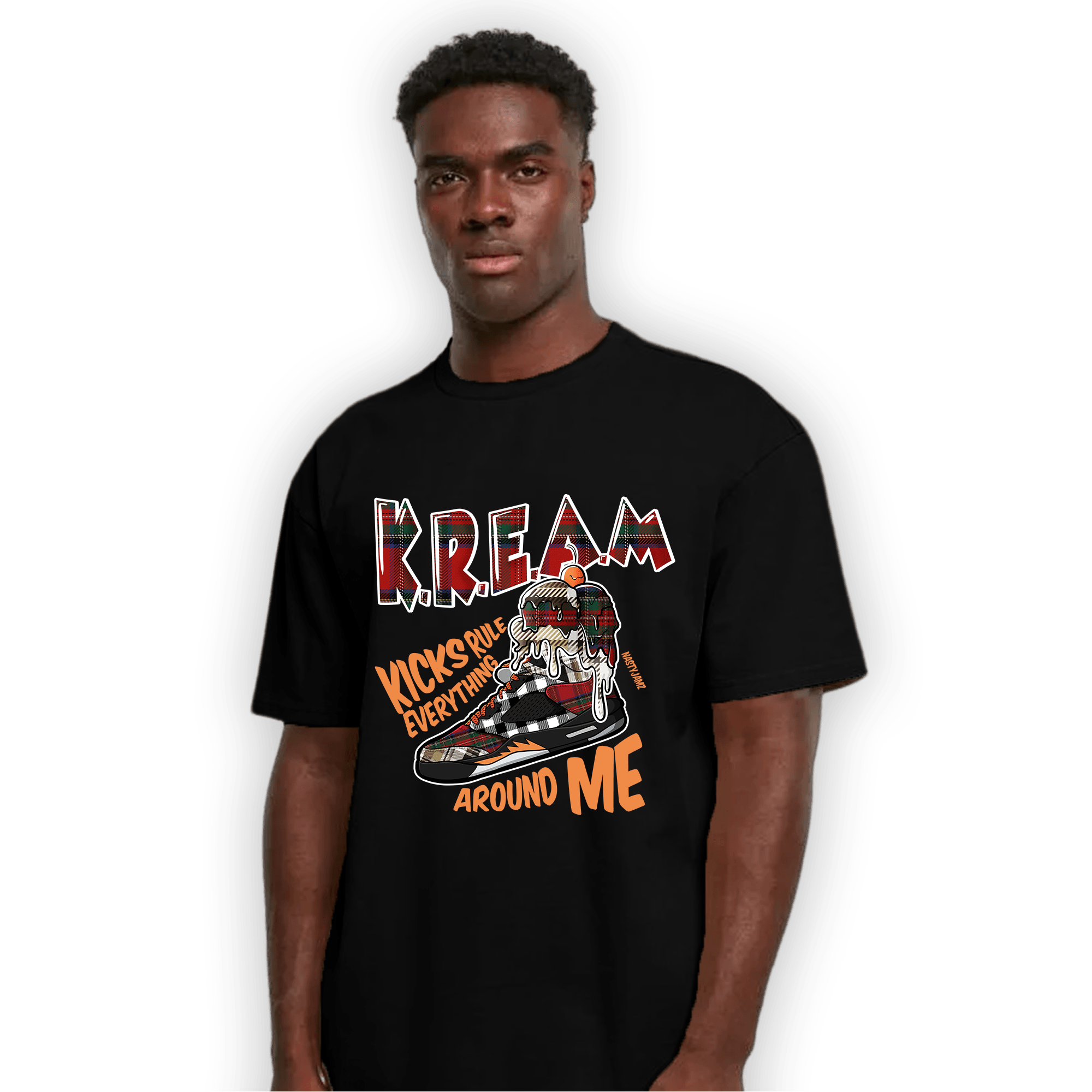 Plaid 5s T Shirt Match Kream Sneaker - NastyJamz