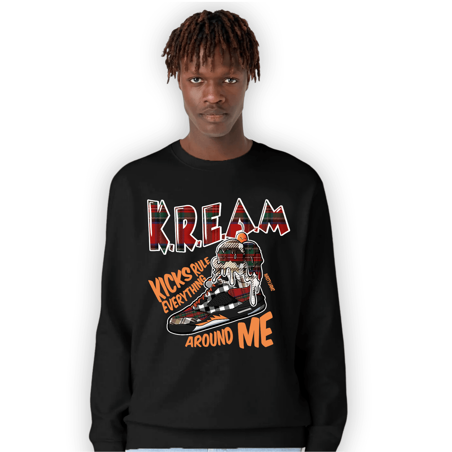 Plaid 5s Sweatshirt Match Kream Sneaker - NastyJamz