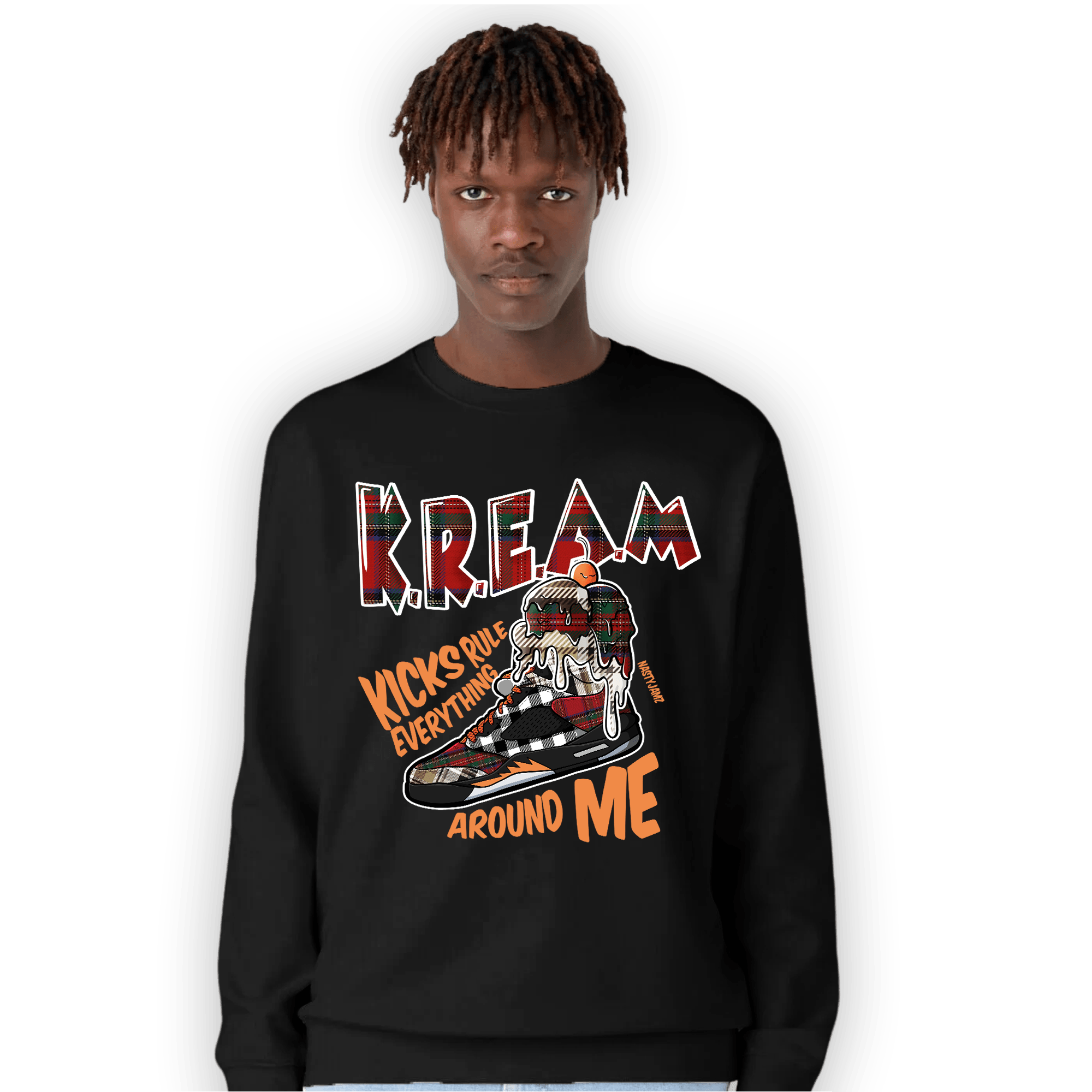 Plaid 5s Sweatshirt Match Kream Sneaker - NastyJamz