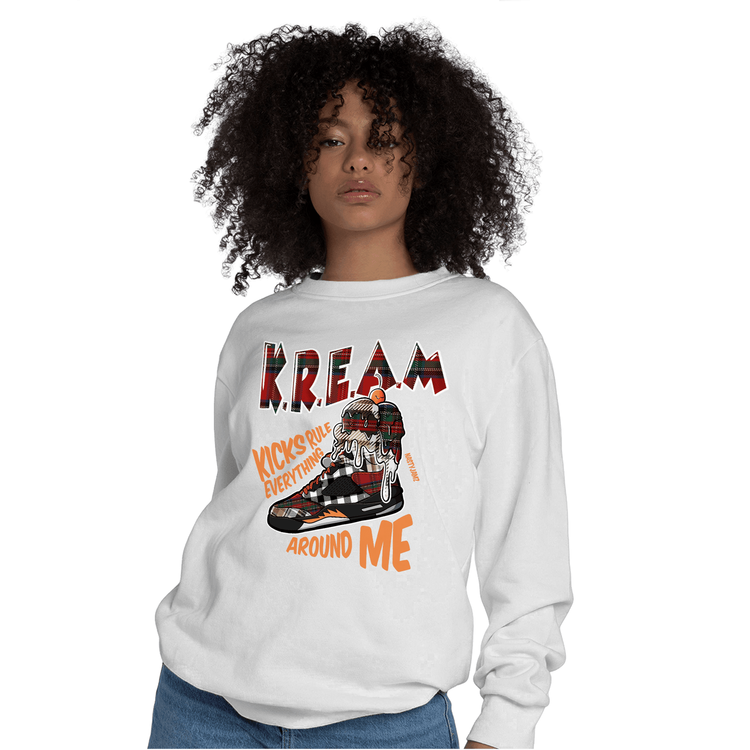 Plaid 5s Sweatshirt Match Kream Sneaker - NastyJamz