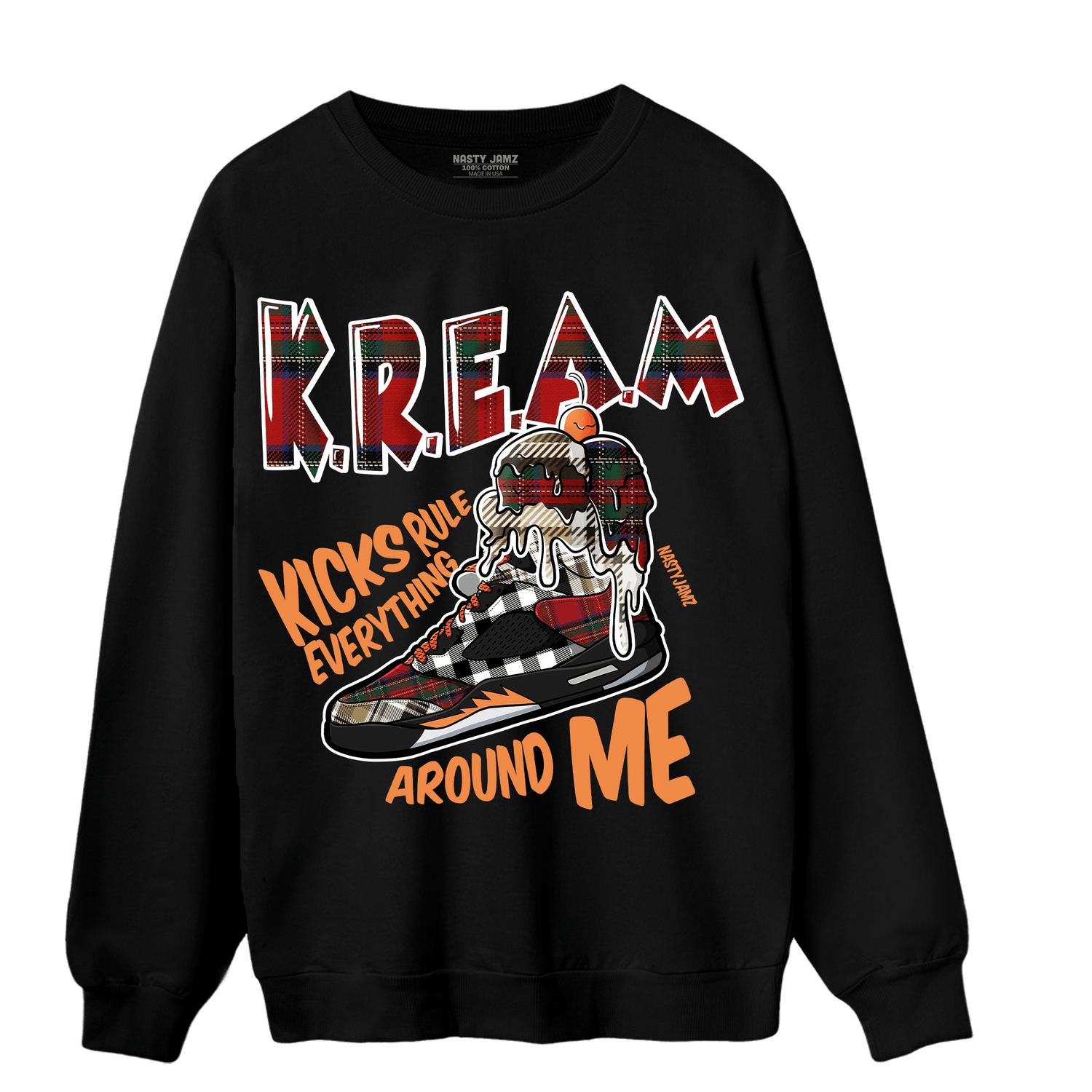 Plaid 5s Sweatshirt Match Kream Sneaker - NastyJamz