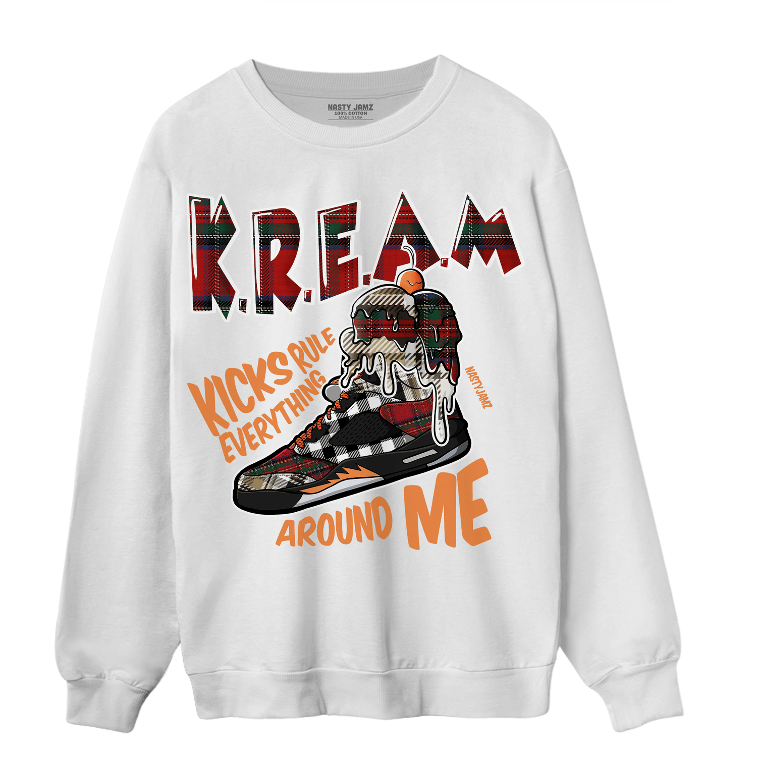 Plaid 5s Sweatshirt Match Kream Sneaker - NastyJamz