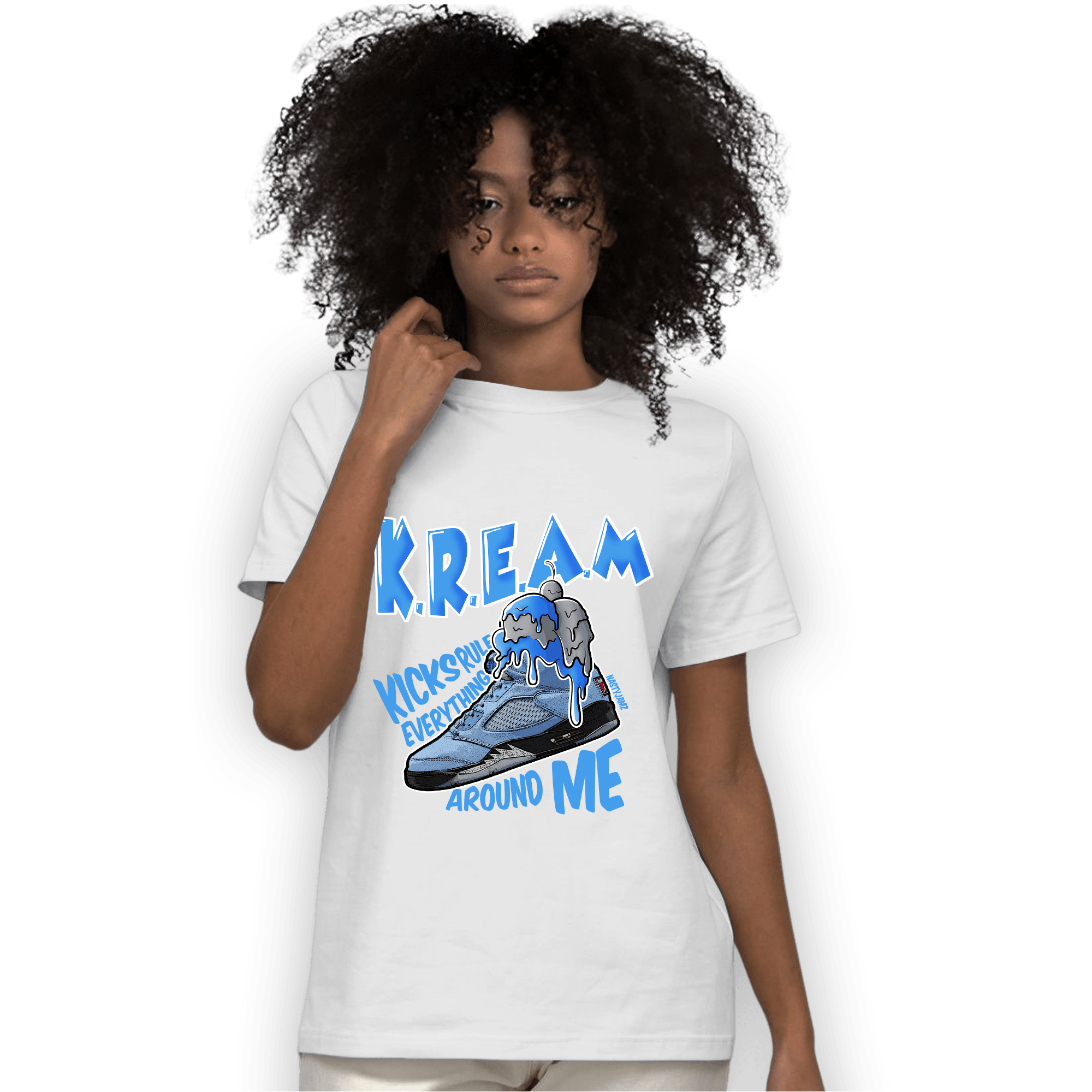 University Blue 5s T Shirt Match Kream Sneaker - NastyJamz