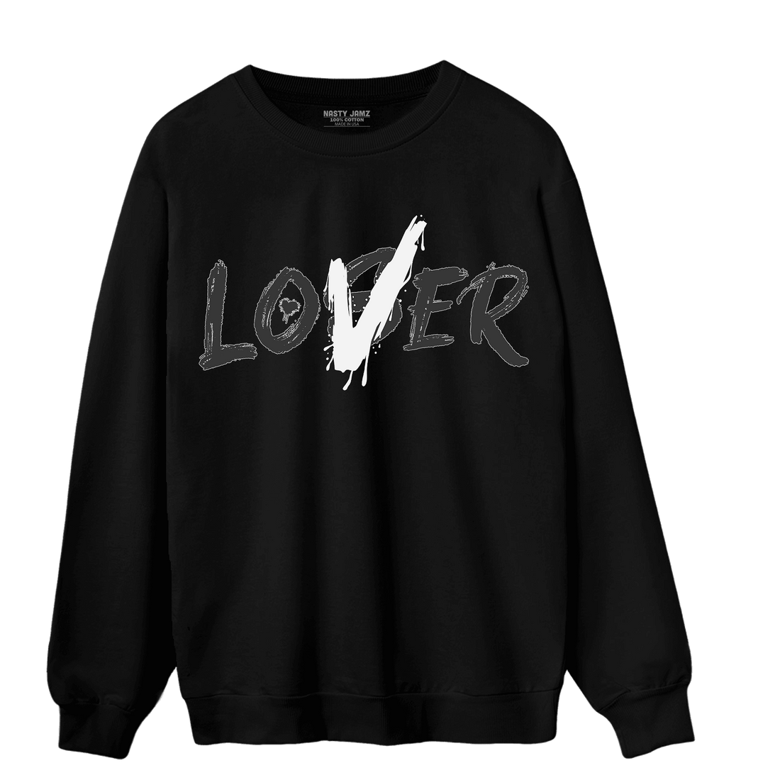 Black White 14s Sweatshirt Match Loser Lover - NastyJamz