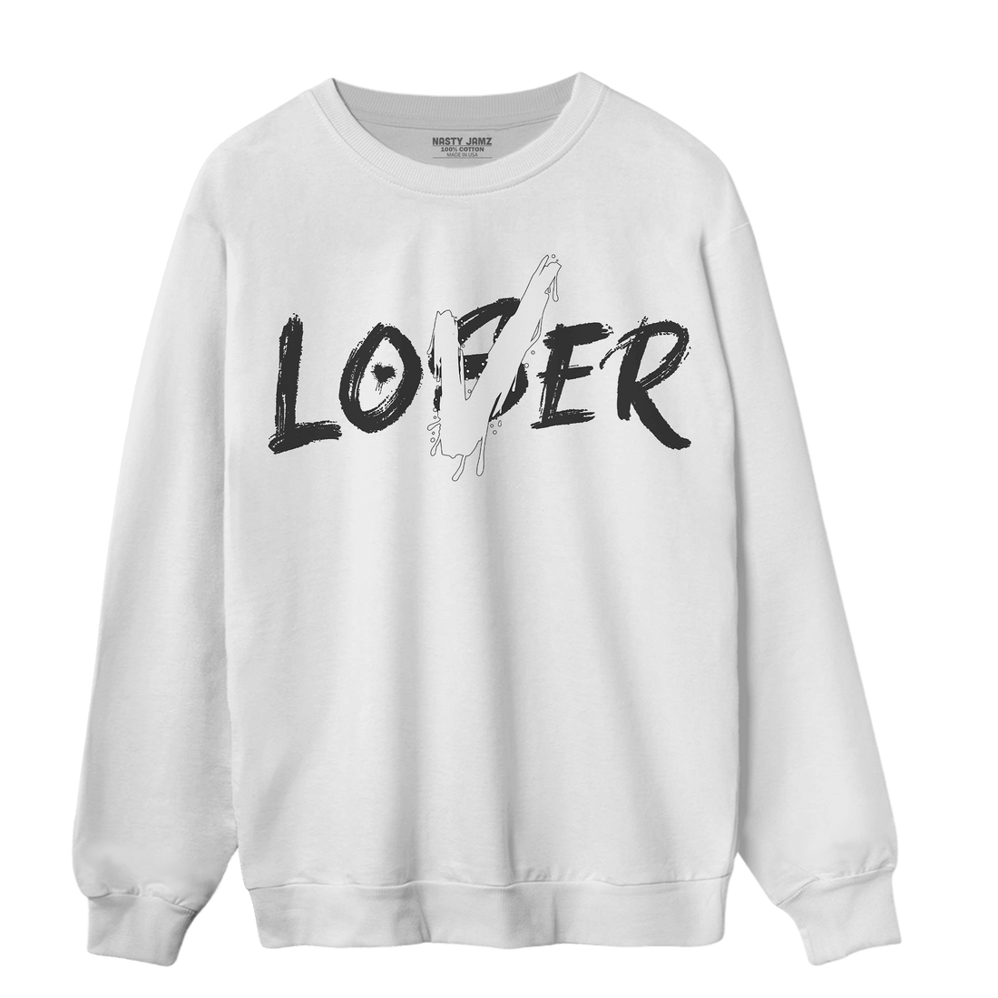 Black White 14s Sweatshirt Match Loser Lover - NastyJamz