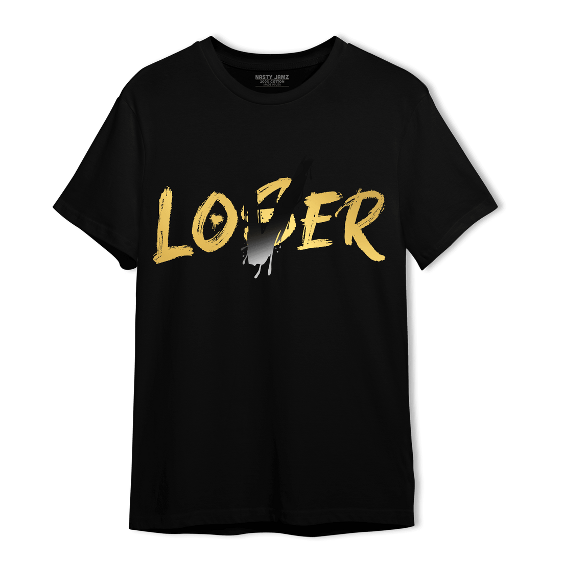 Mid SE Black Gold 1s T Shirt Match Loser Lover - NastyJamz