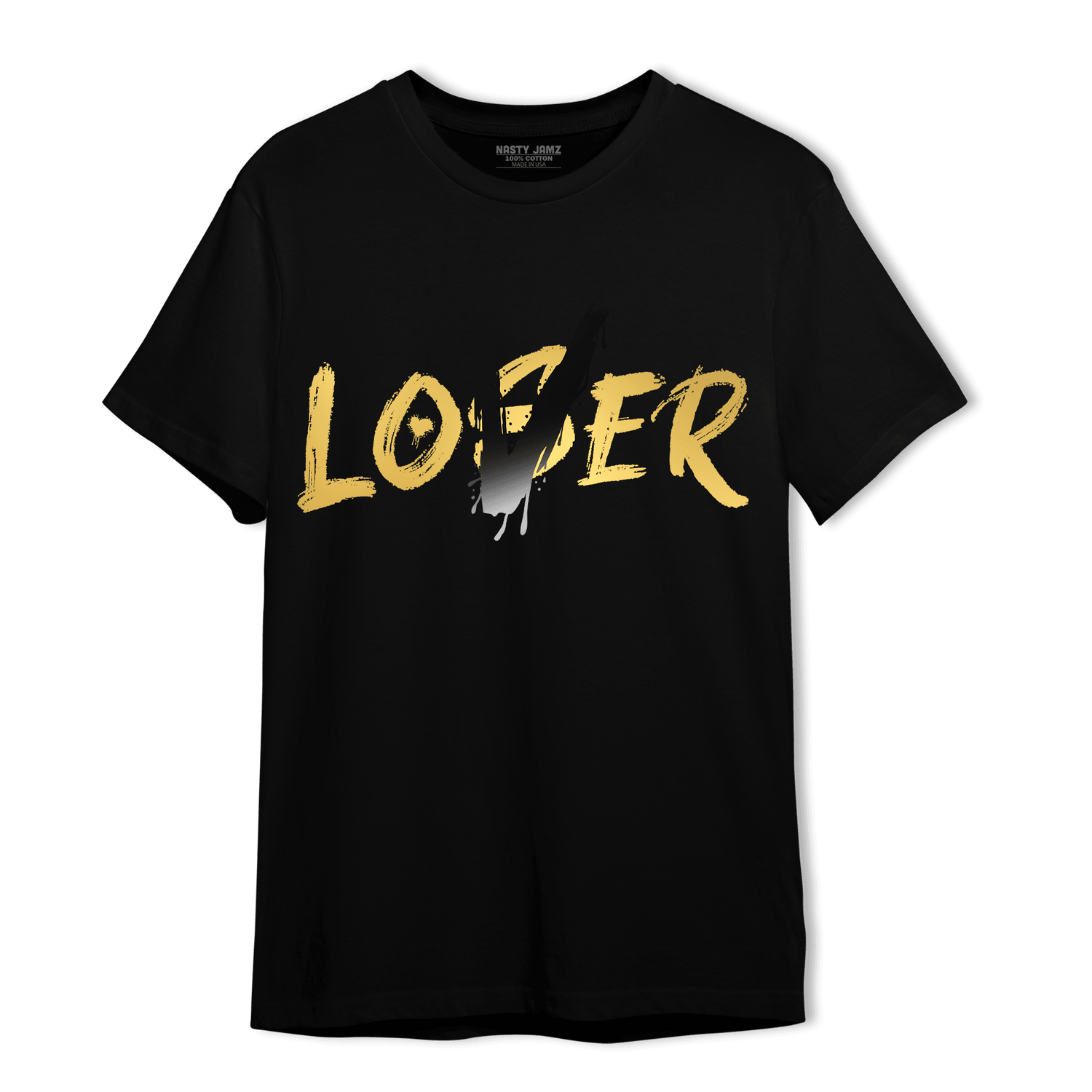 Mid SE Black Gold 1s T Shirt Match Loser Lover - NastyJamz