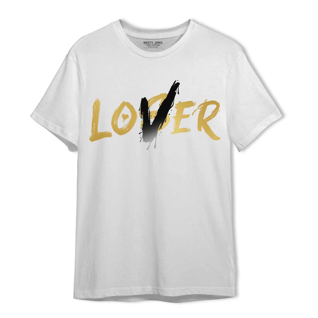 Mid SE Black Gold 1s T Shirt Match Loser Lover - NastyJamz