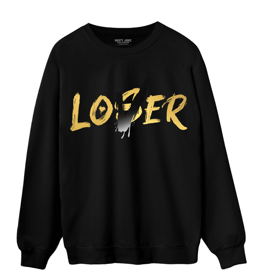 Mid SE Black Gold 1s Sweatshirt Match Loser Lover - NastyJamz