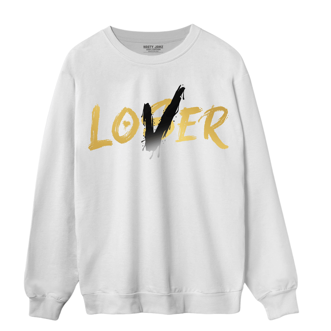 Mid SE Black Gold 1s Sweatshirt Match Loser Lover - NastyJamz