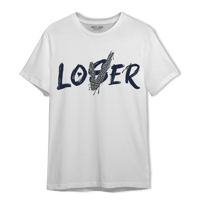 White Navy 3s T Shirt Match Loser Lover - NastyJamz