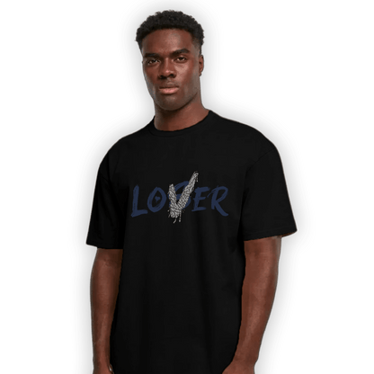 White Navy 3s T Shirt Match Loser Lover - NastyJamz