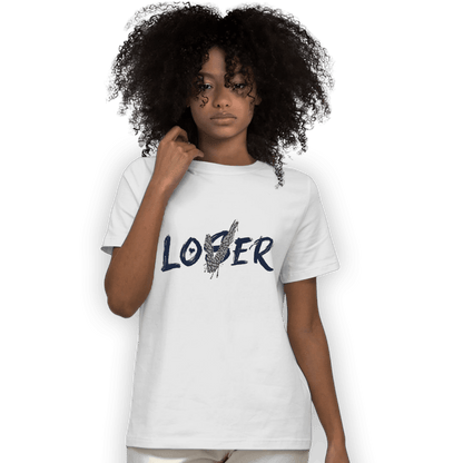 White Navy 3s T Shirt Match Loser Lover - NastyJamz
