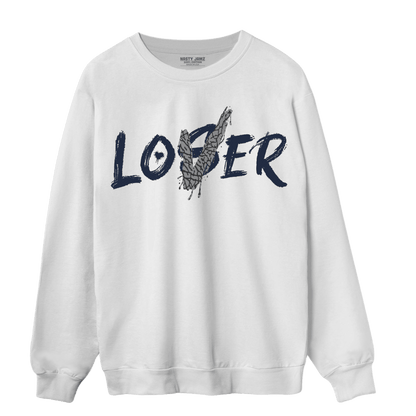 White Navy 3s Sweatshirt Match Loser Lover - NastyJamz