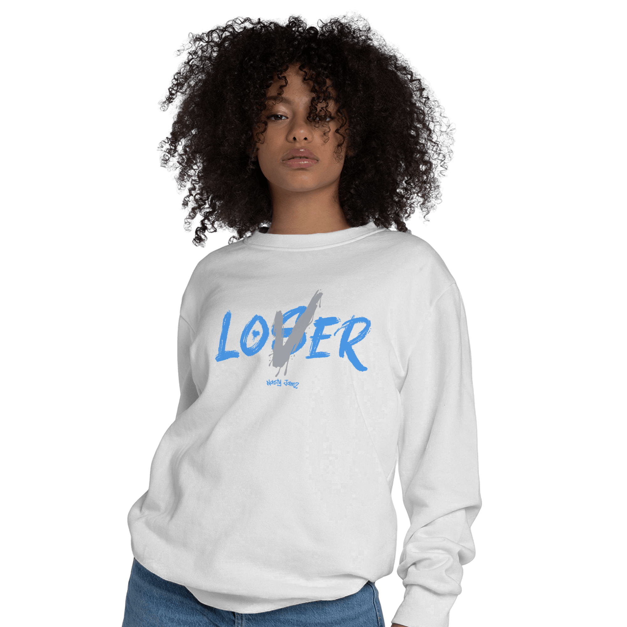 University Blue 5s Sweatshirt Match Loser Lover - NastyJamz