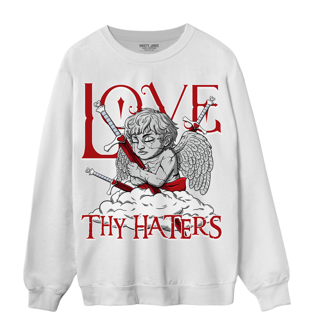 Cherry 11s Sweatshirt Match Love Thy Haters Angel - NastyJamz