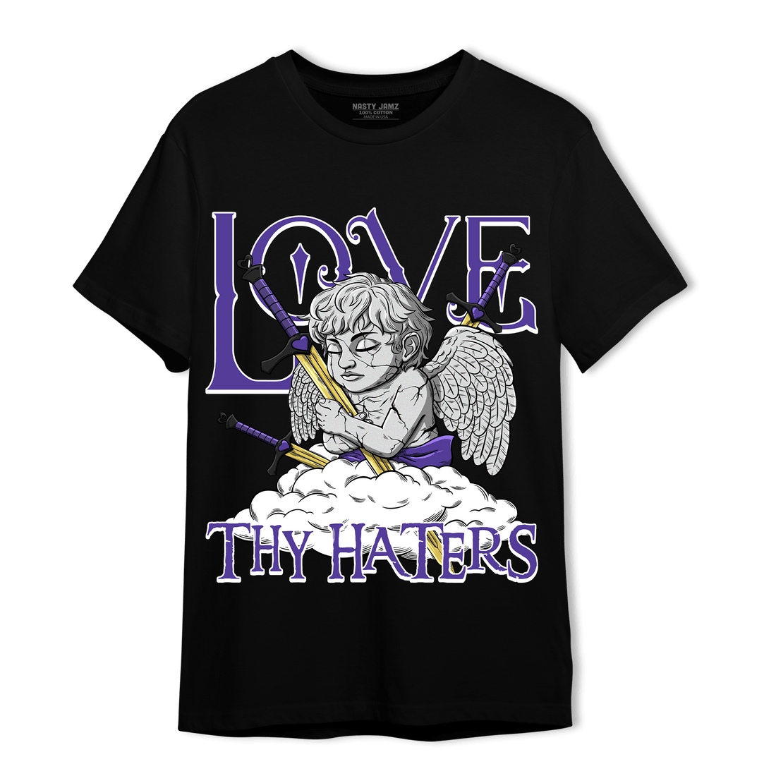 Field Purple 12s T Shirt Match Love Thy Haters Angel - NastyJamz