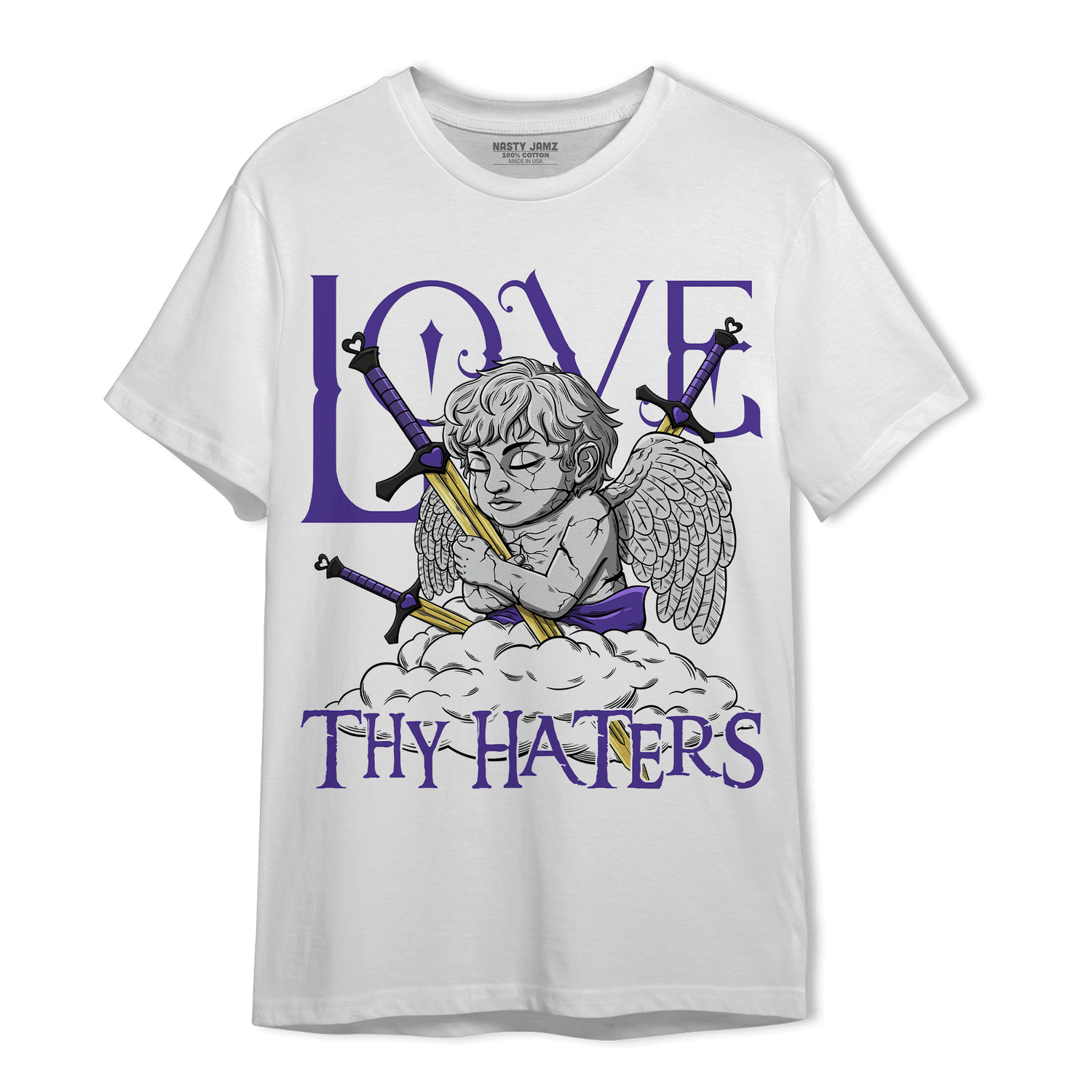 Field Purple 12s T Shirt Match Love Thy Haters Angel - NastyJamz