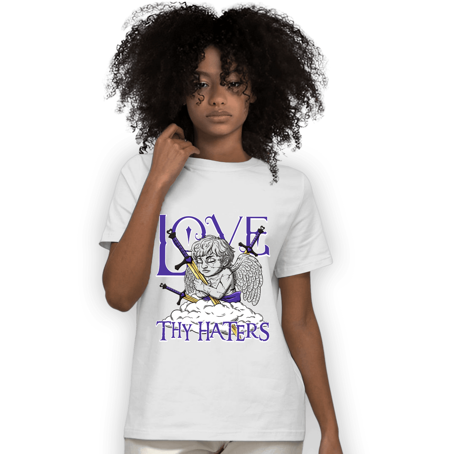 Field Purple 12s T Shirt Match Love Thy Haters Angel - NastyJamz