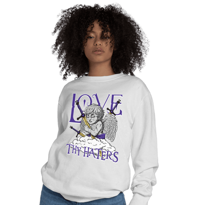 Field Purple 12s Sweatshirt Match Love Thy Haters Angel - NastyJamz